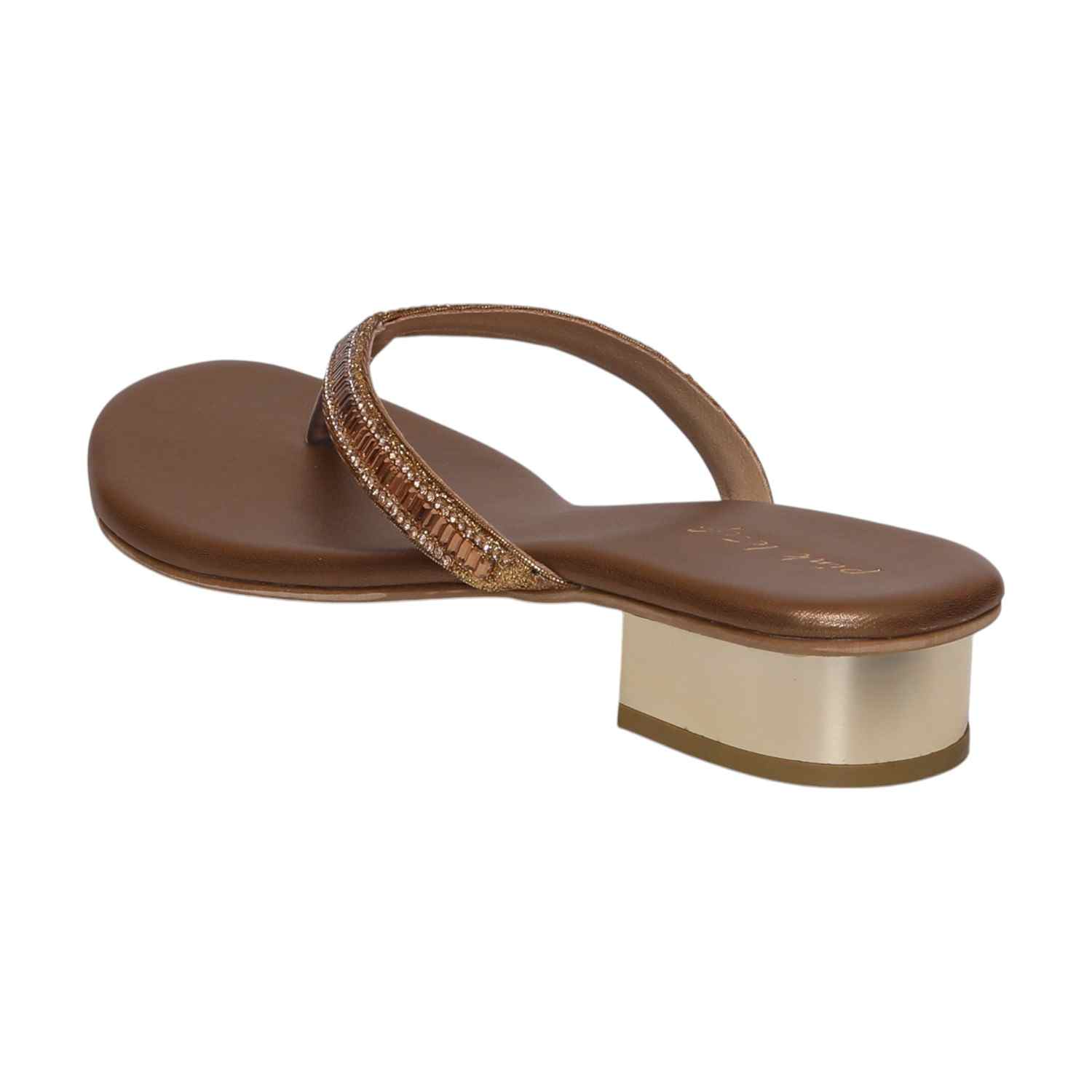 Women Antique Gold Heeled Sandals