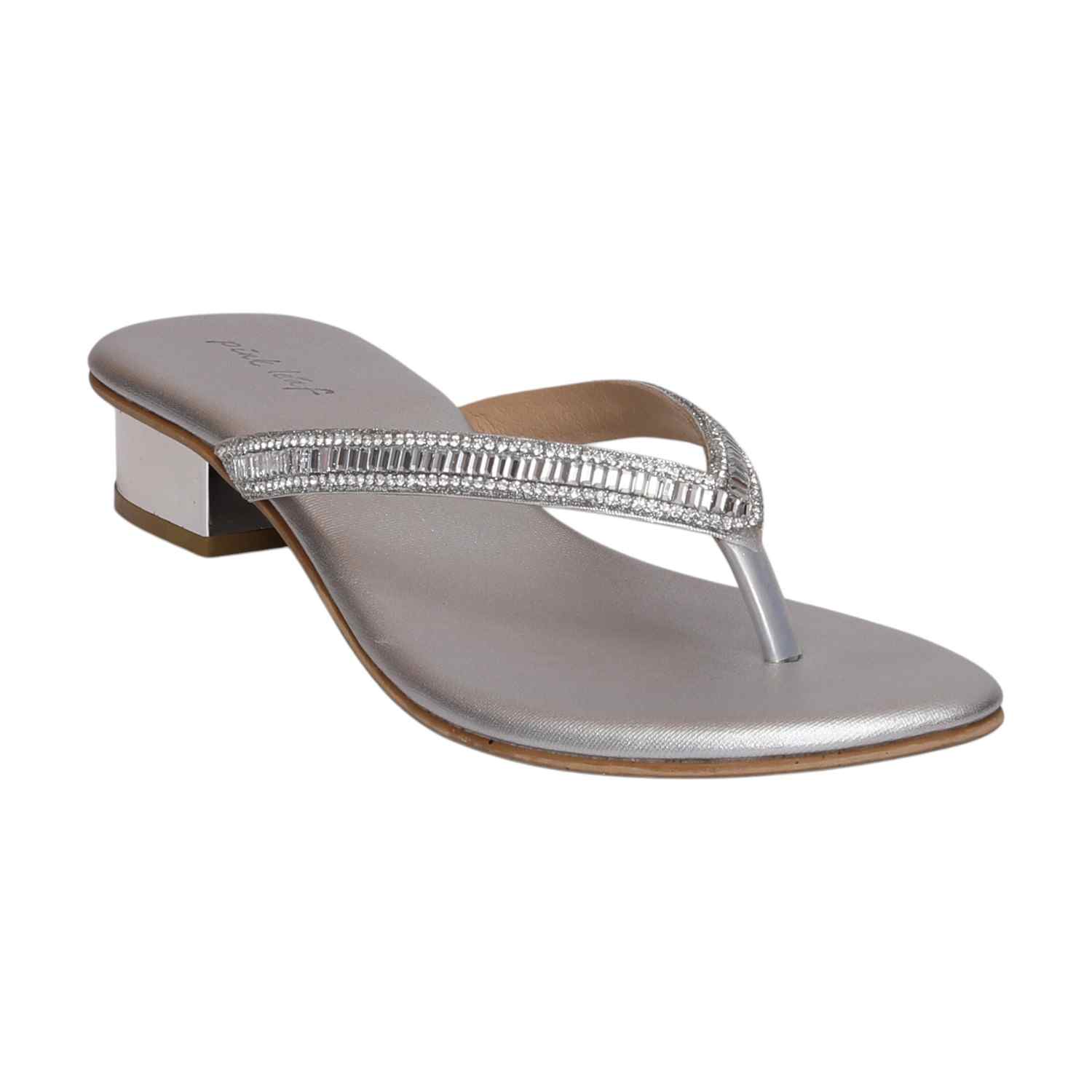Women Silver Heeled Sandals
