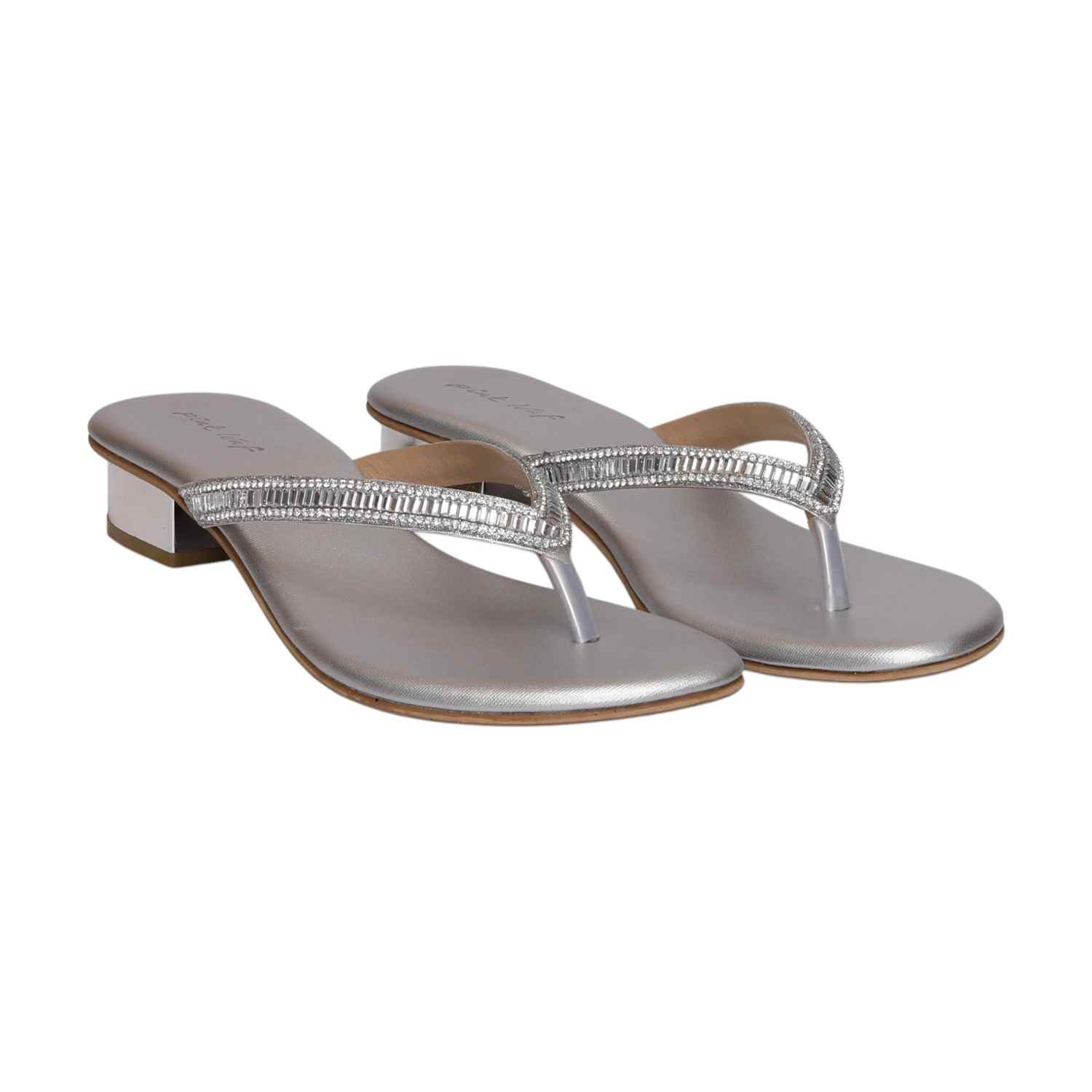 Women Silver Heeled Sandals