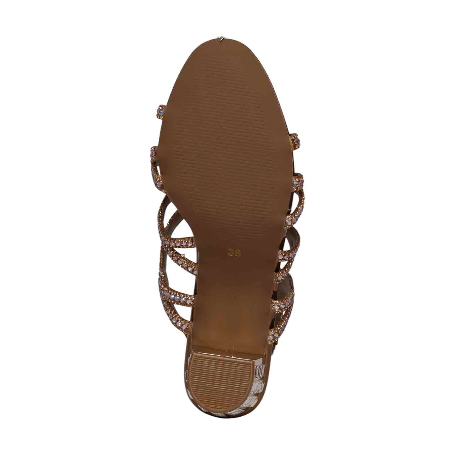 Women Glamorous Antique Gold Rhinestone Heeled Sandals