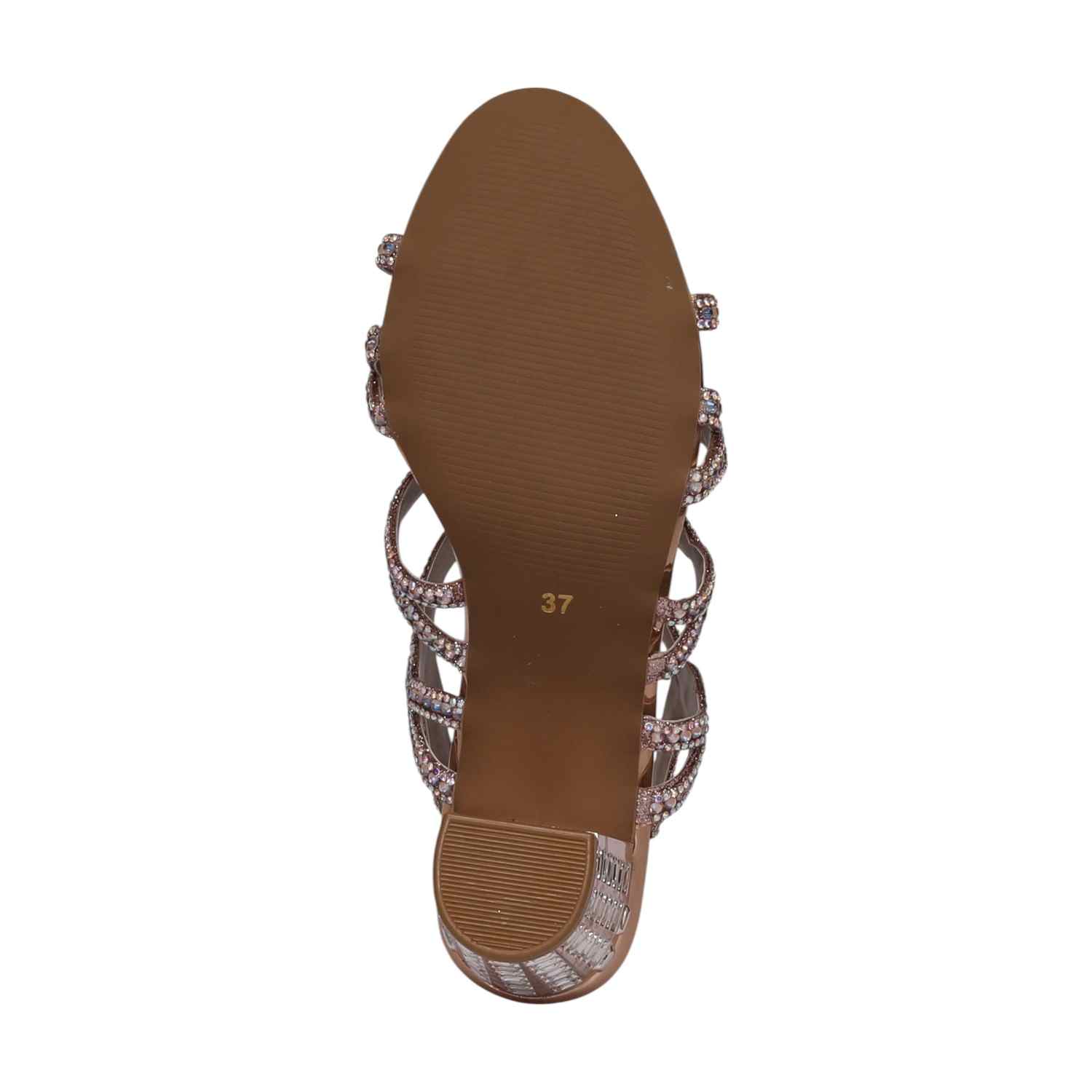 Women Glamorous Rosegold Rhinestone Heeled Sandals