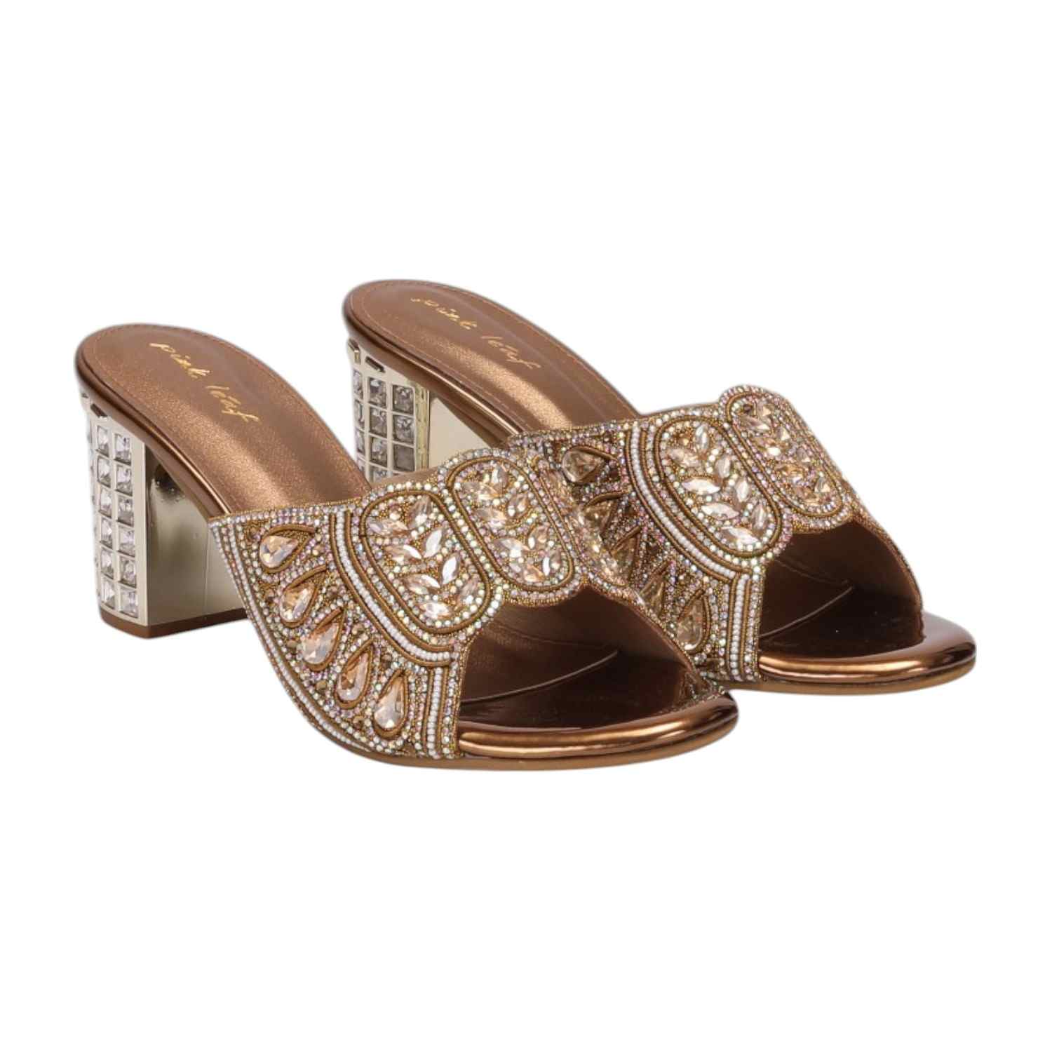 Women Jeweled Antique Slide Heels