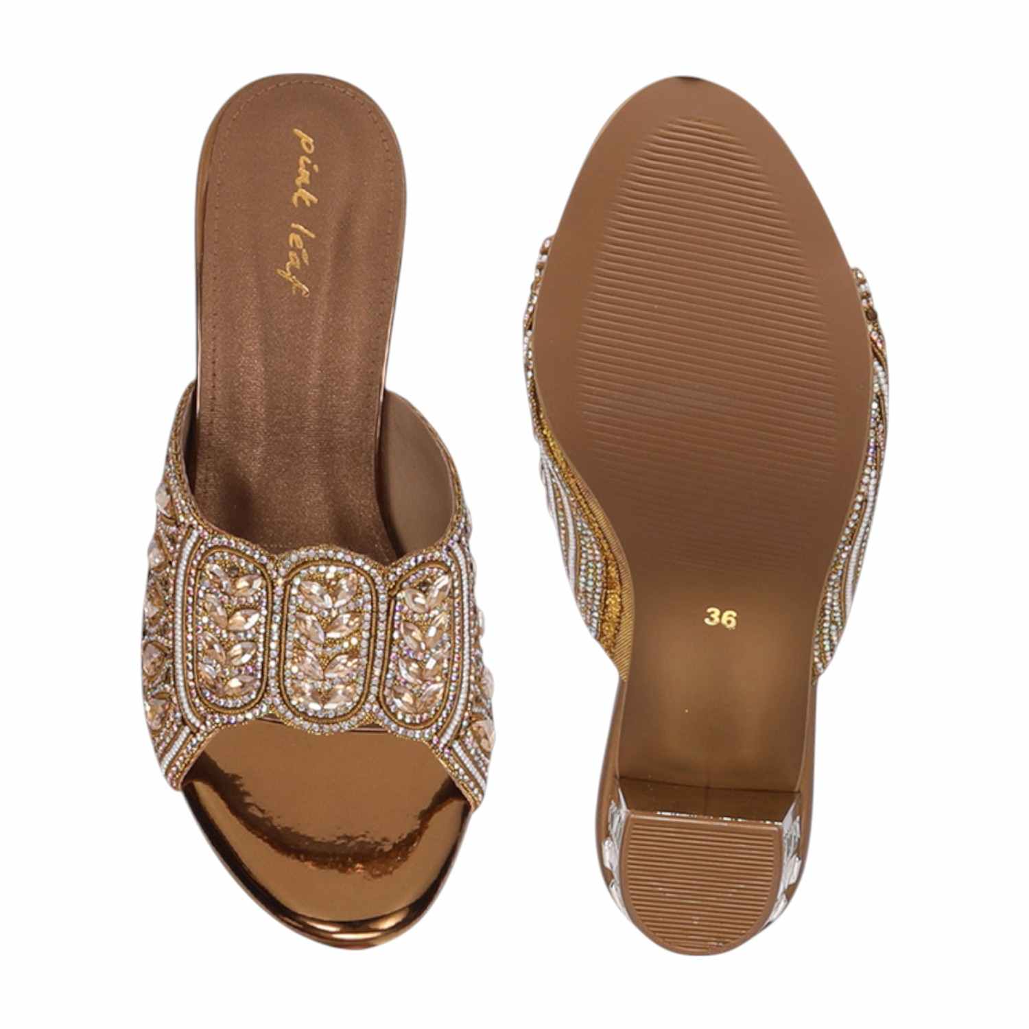 Women Jeweled Antique Slide Heels