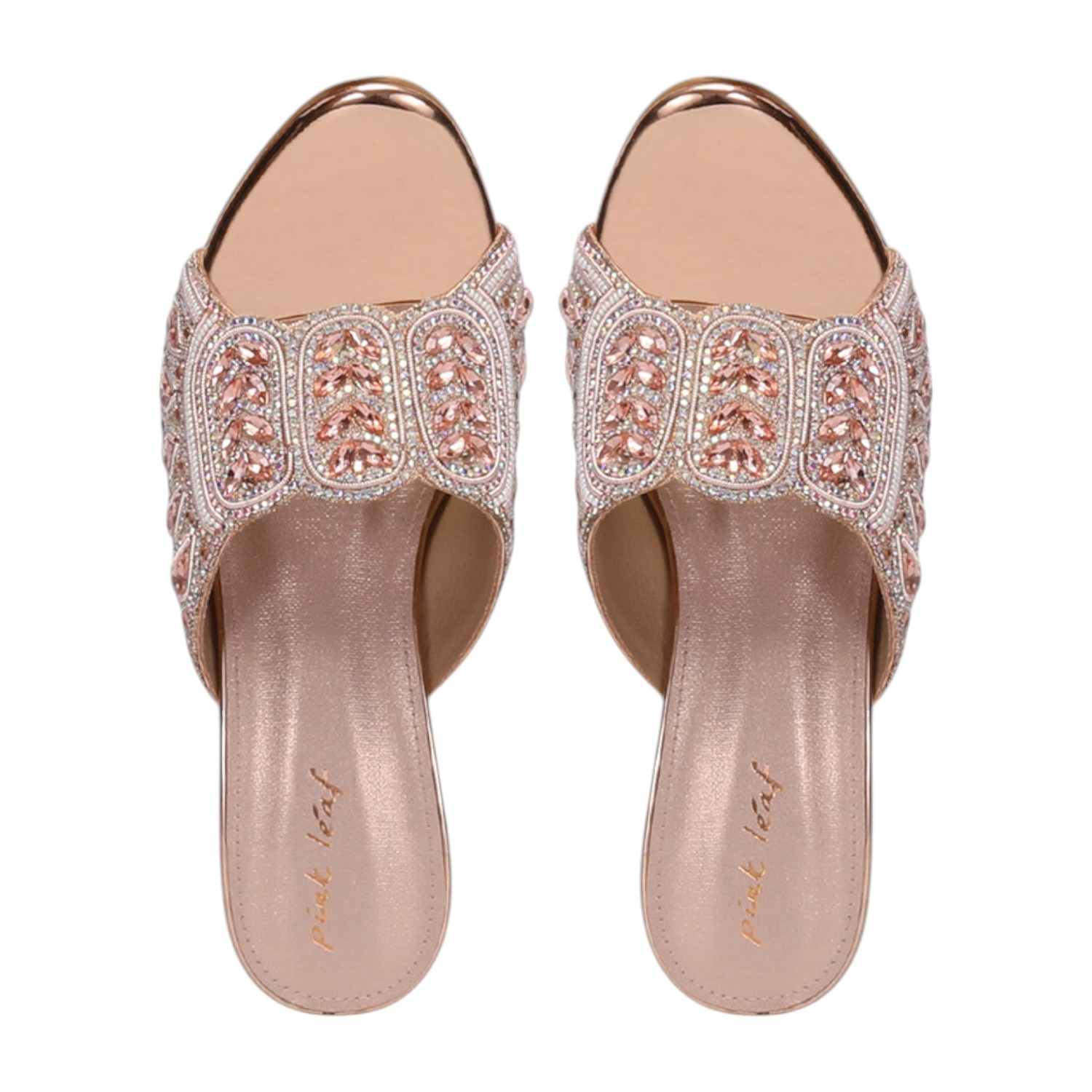 Women Rosegold Stone Embellished Fashion Heel