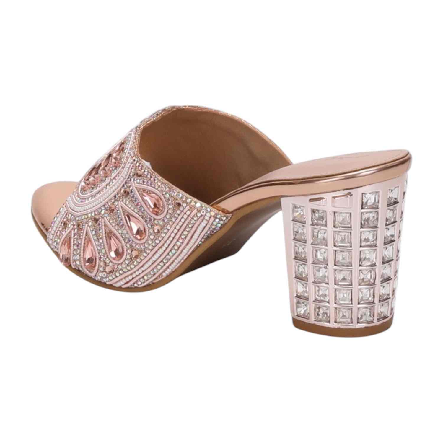 Women Rosegold Stone Embellished Fashion Heel