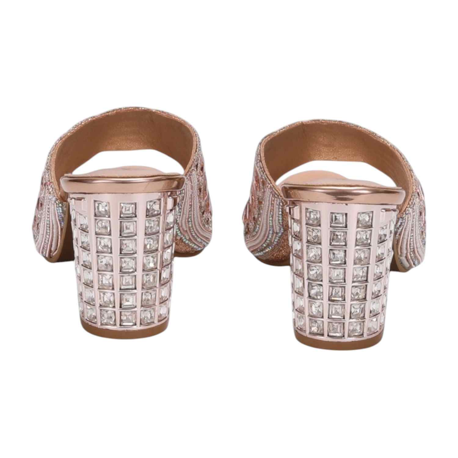 Women Rosegold Stone Embellished Fashion Heel