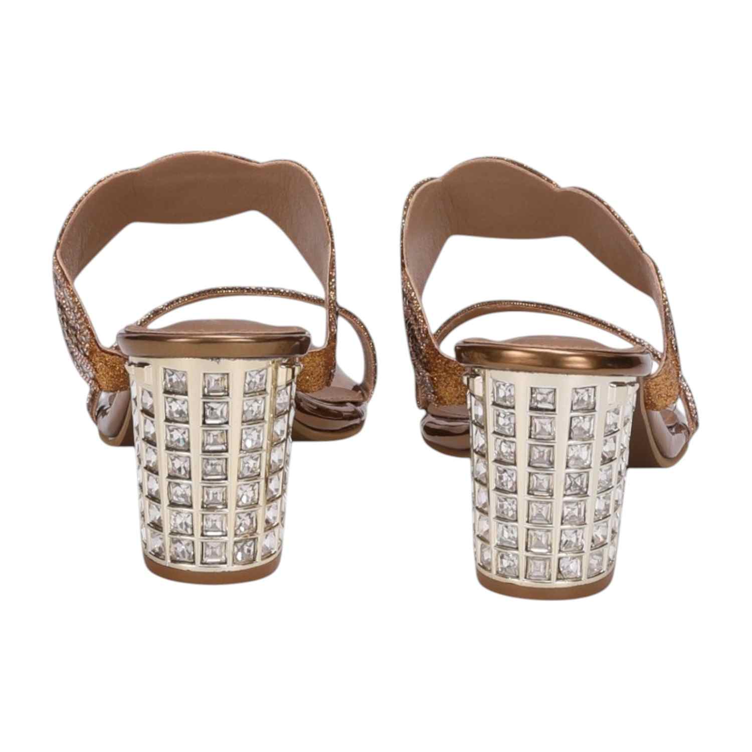 Women Antique Stone Embellished Fashion Heel