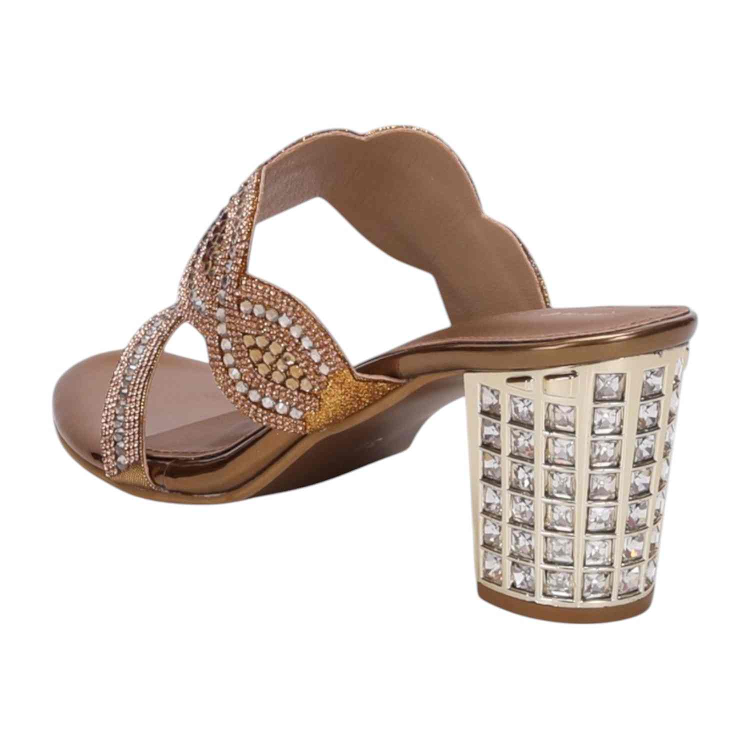 Women Antique Stone Embellished Fashion Heel