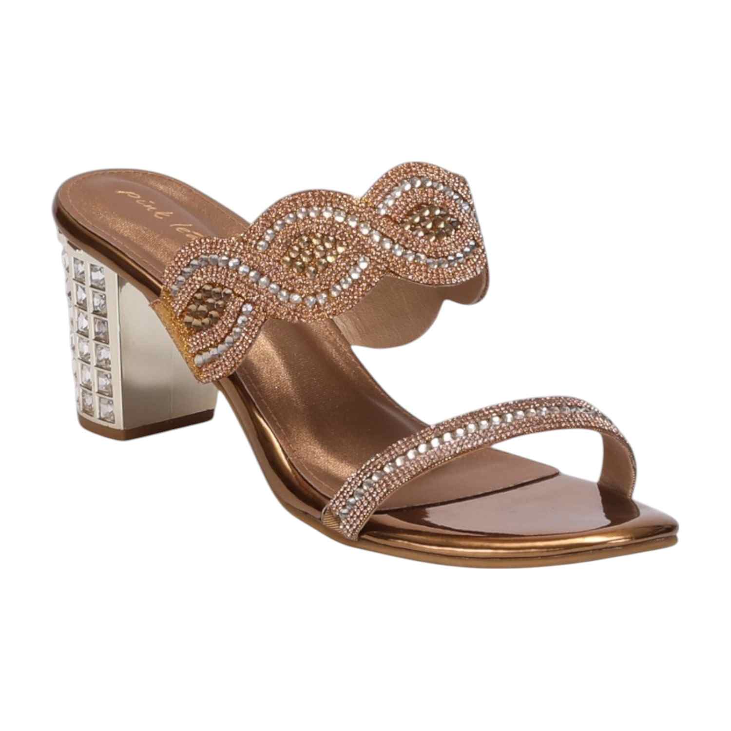 Women Antique Stone Embellished Fashion Heel