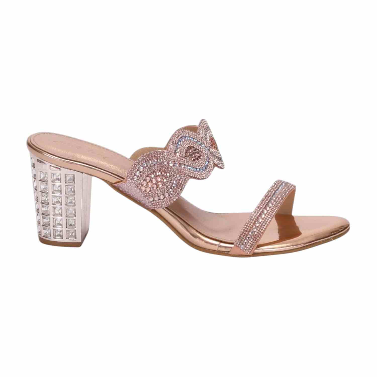 Women Rosegold Stone Embellished Fashion Heel