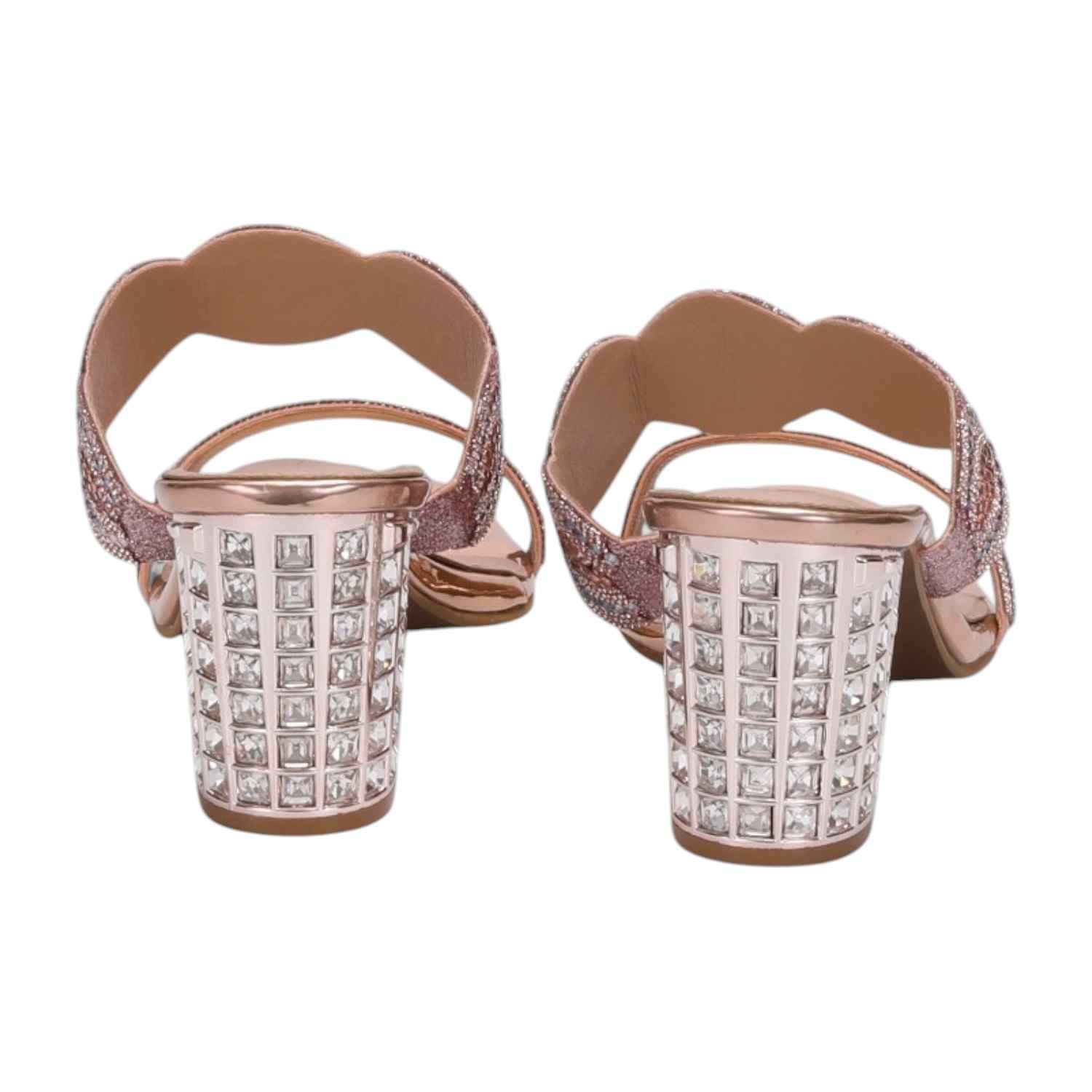 Women Rosegold Stone Embellished Fashion Heel