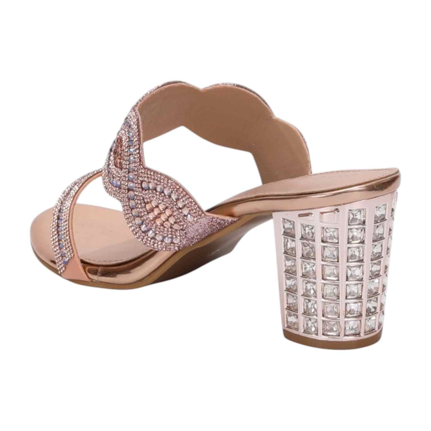 Women Rosegold Stone Embellished Fashion Heel