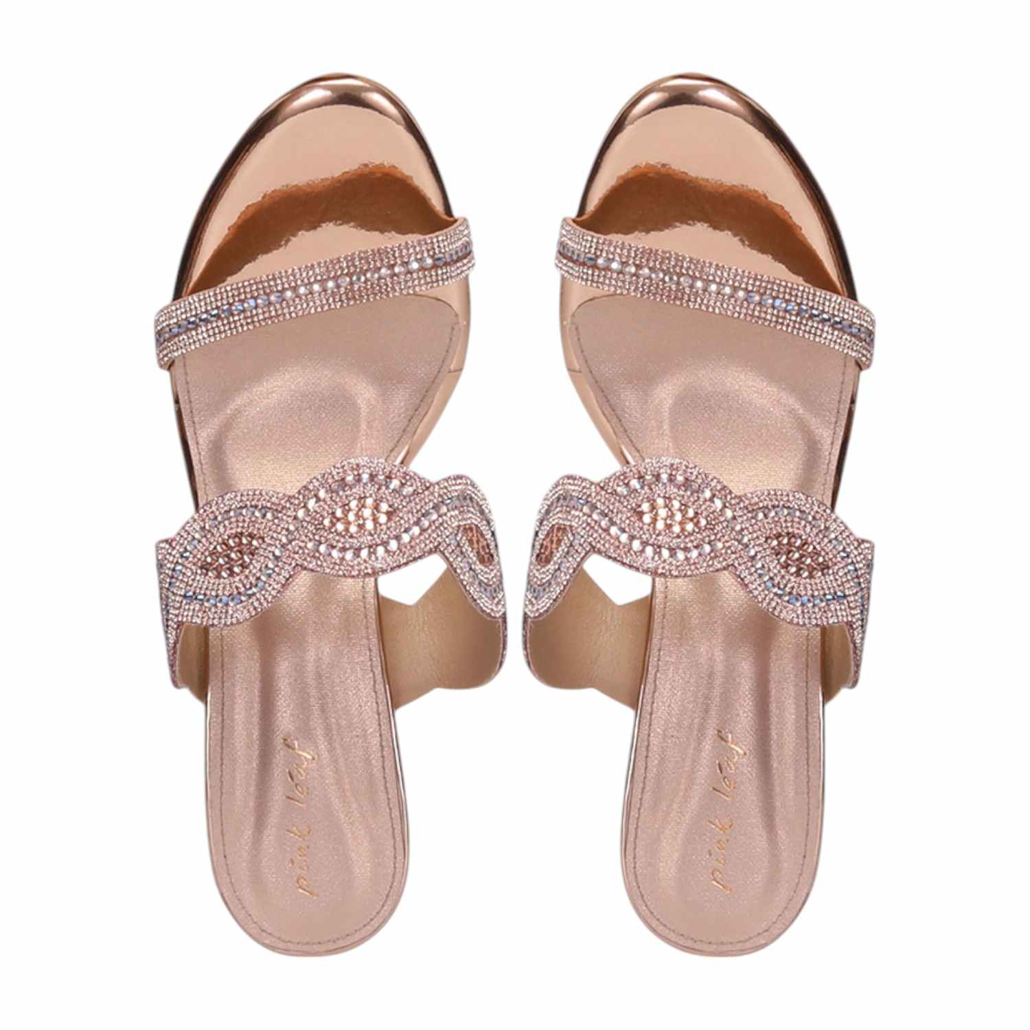 Women Rosegold Stone Embellished Fashion Heel