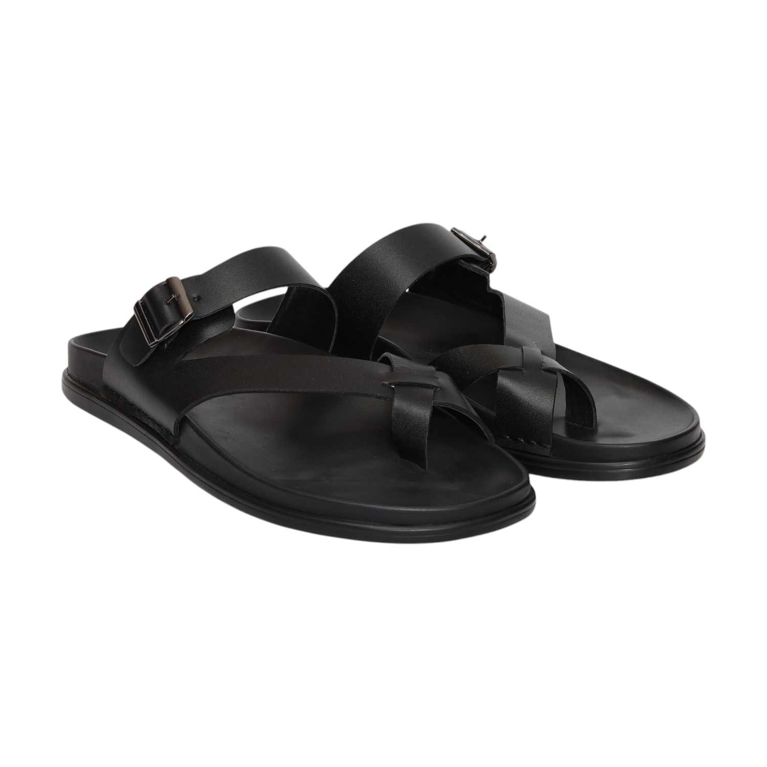 Men Black Comfort Chappal