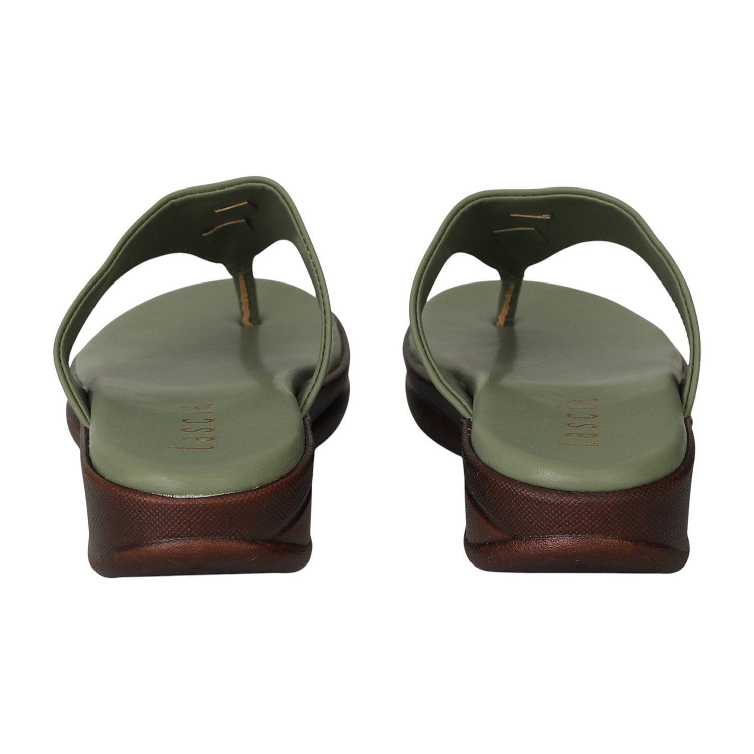 Women Chic Olive Thong Slides