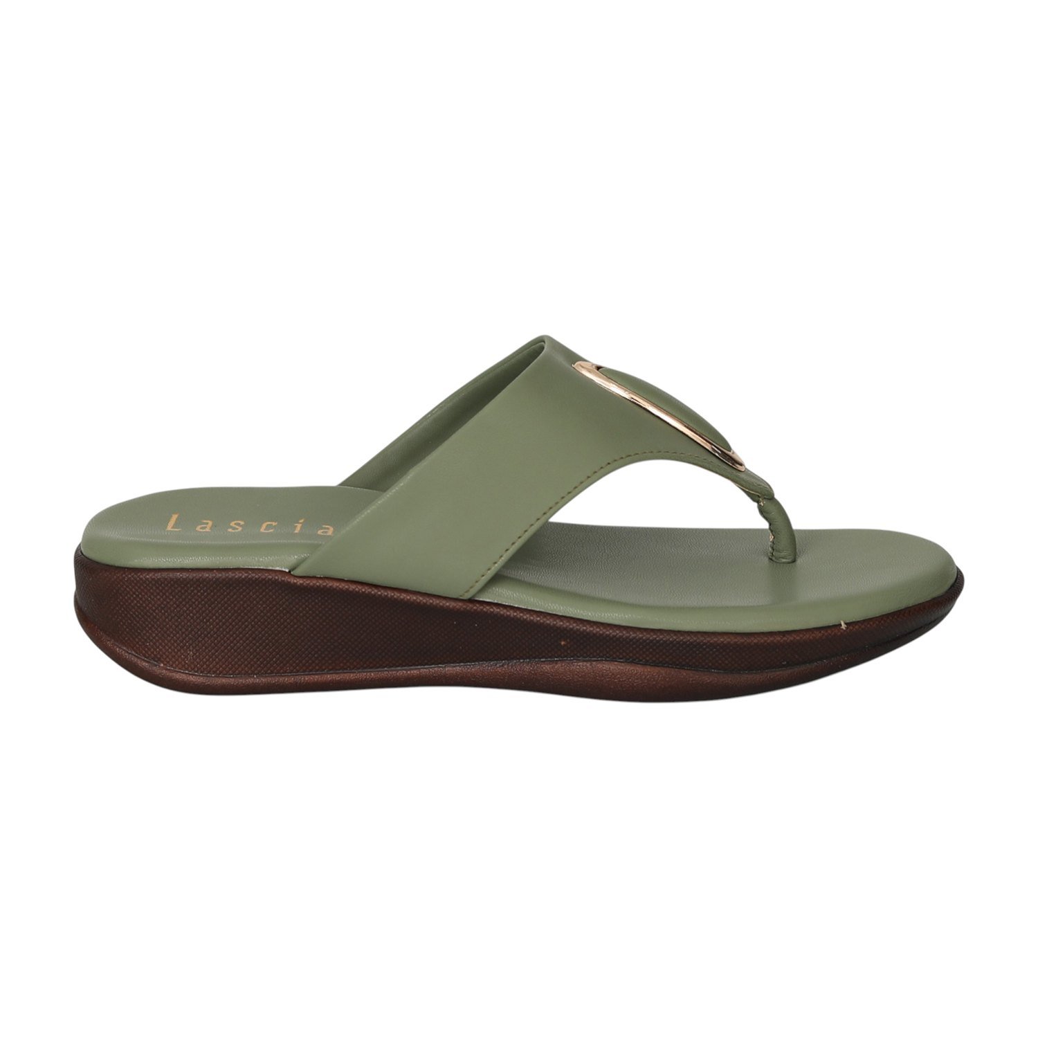 Women Chic Olive Thong Slides