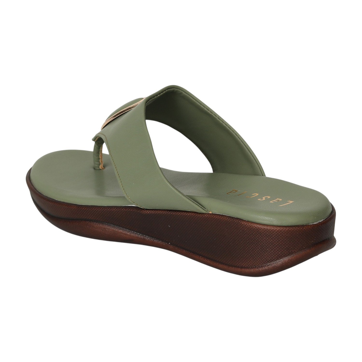 Women Chic Olive Thong Slides