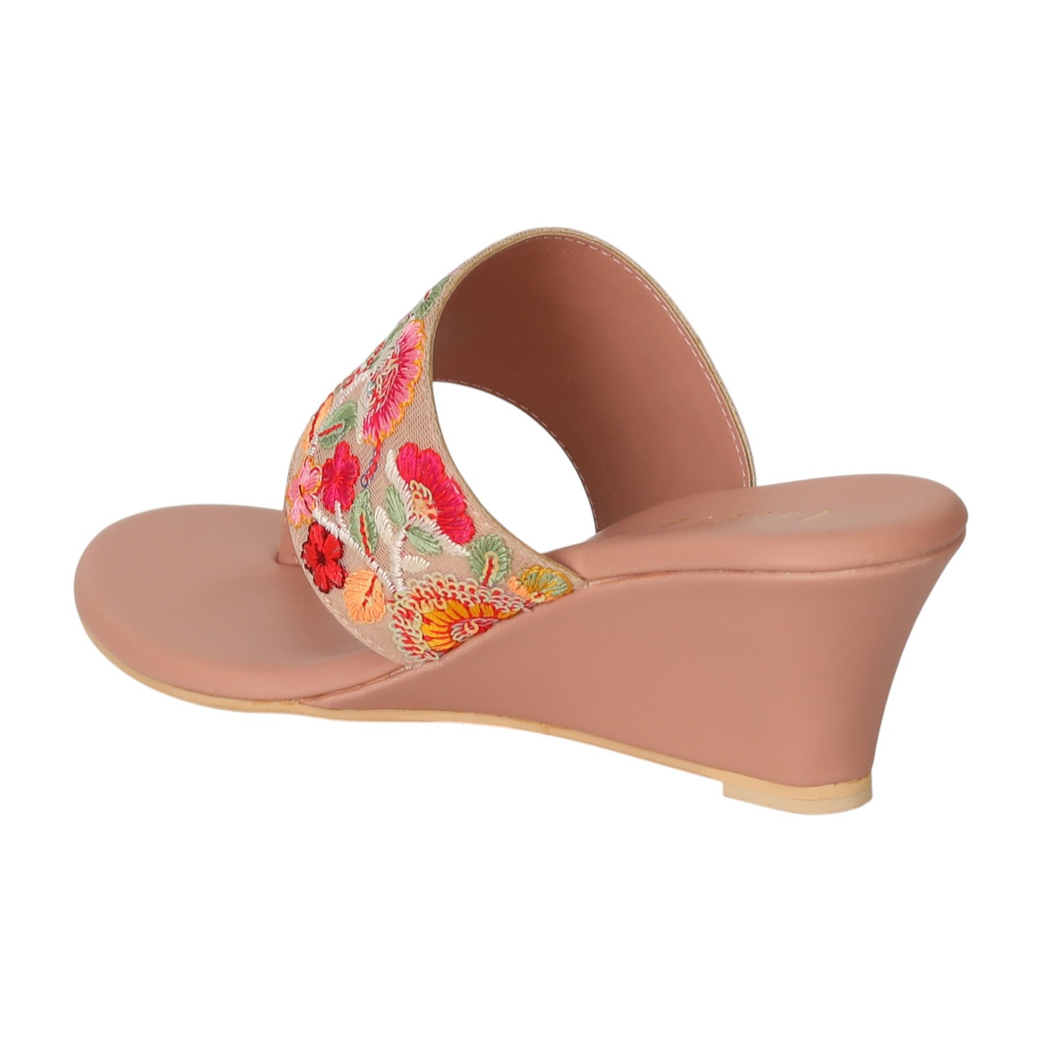 Women Peach Floral Grace Wedges