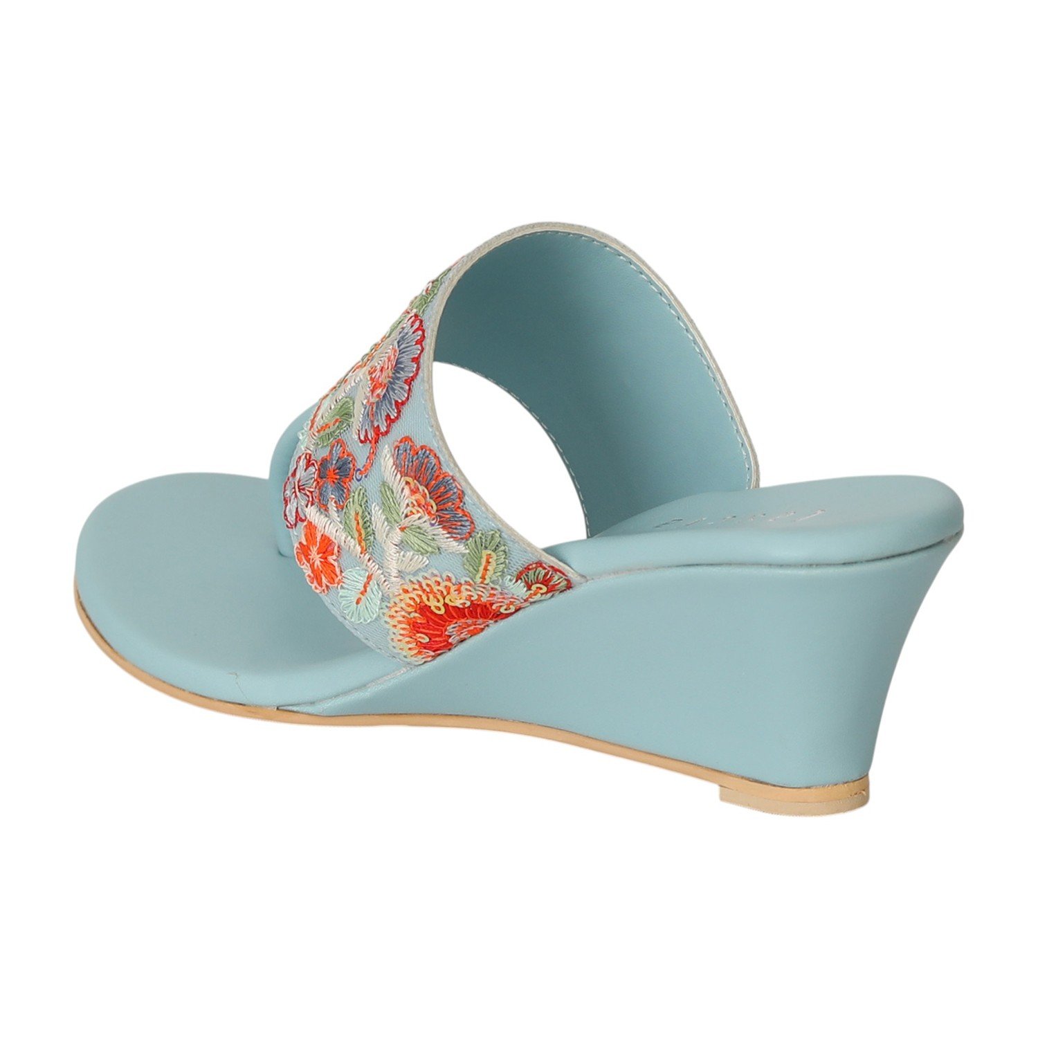 Women Blue Floral Grace Wedges