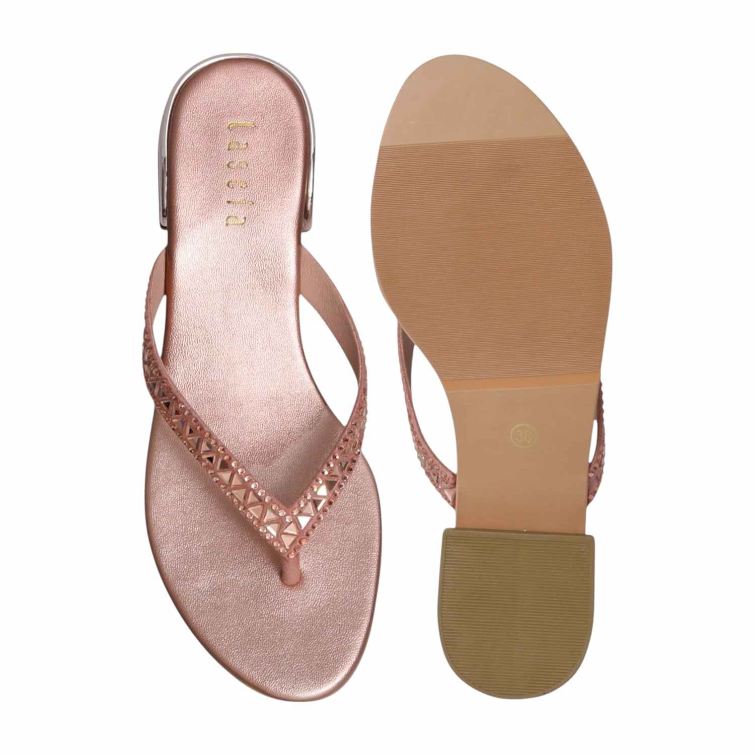 Women Rose Gold Metallic Sandals