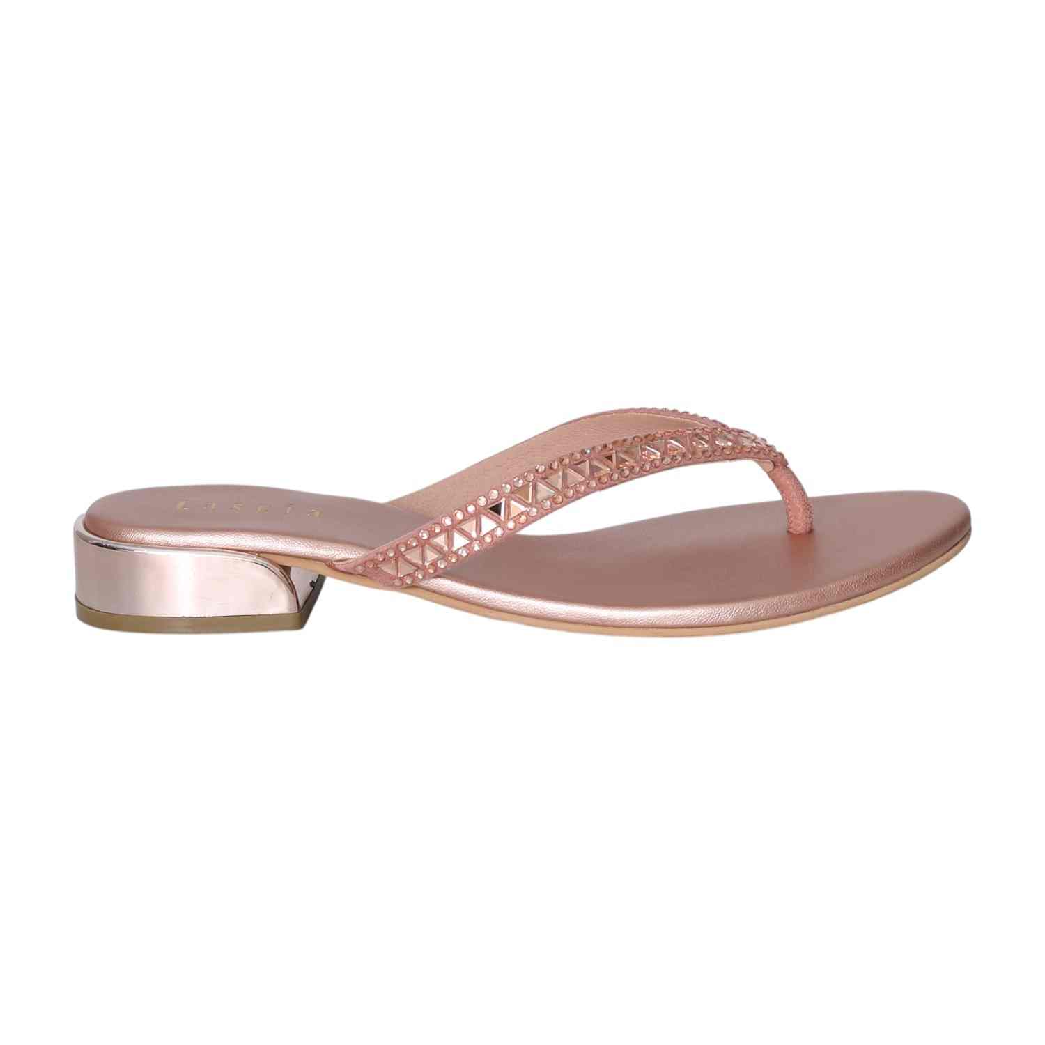 Women Rose Gold Metallic Sandals