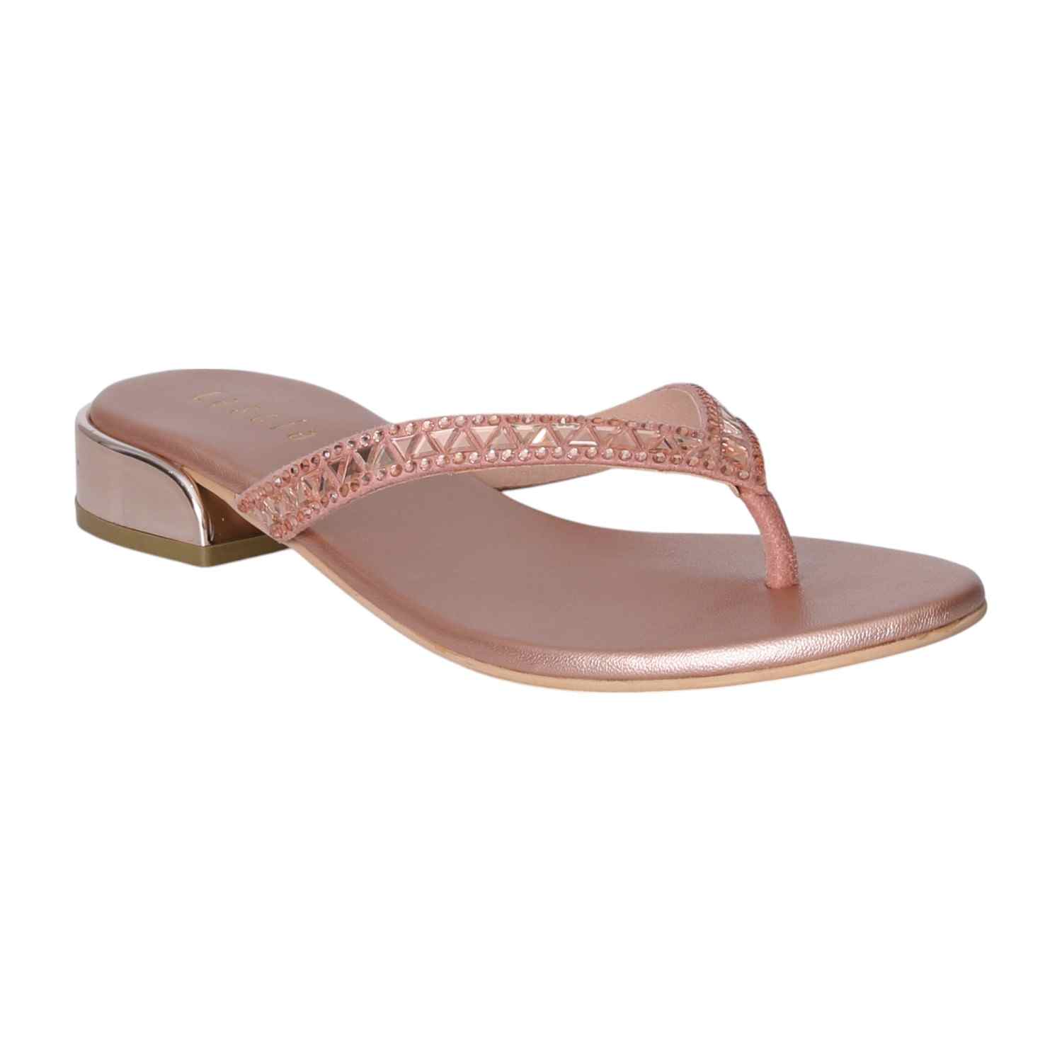 Women Rose Gold Metallic Sandals
