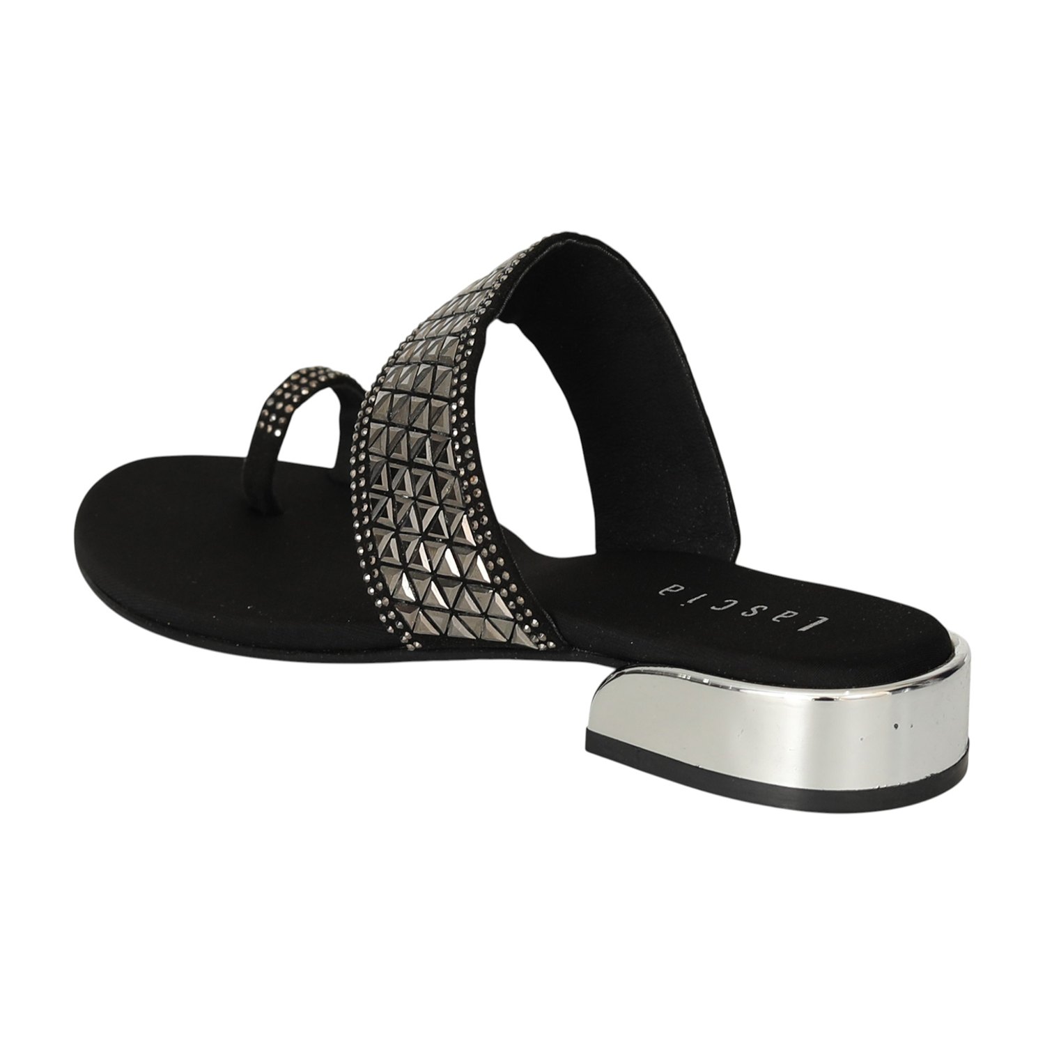 Women Black Zari Toe-Ring Flats