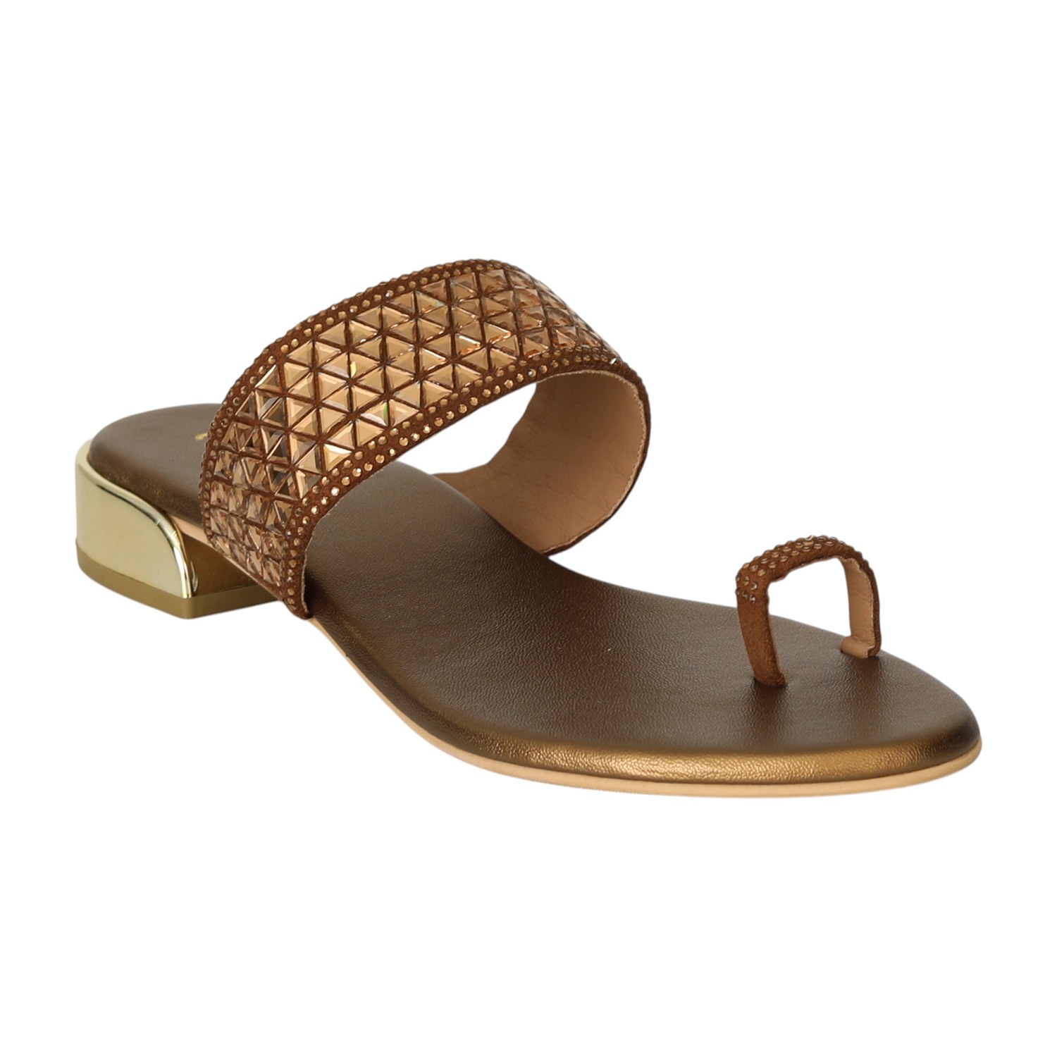 Women Bronze Zari Toe-Ring Flats