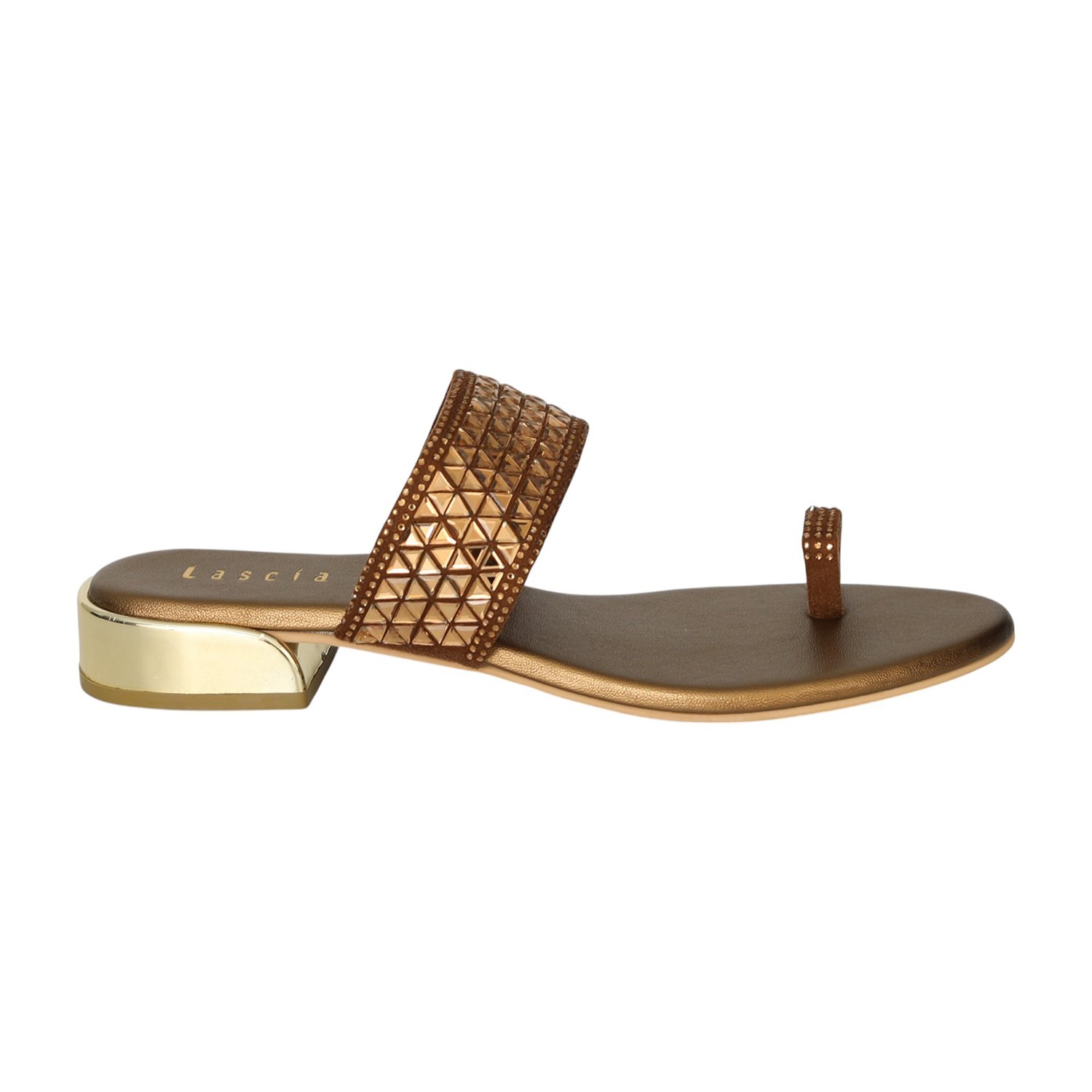 Women Bronze Zari Toe-Ring Flats