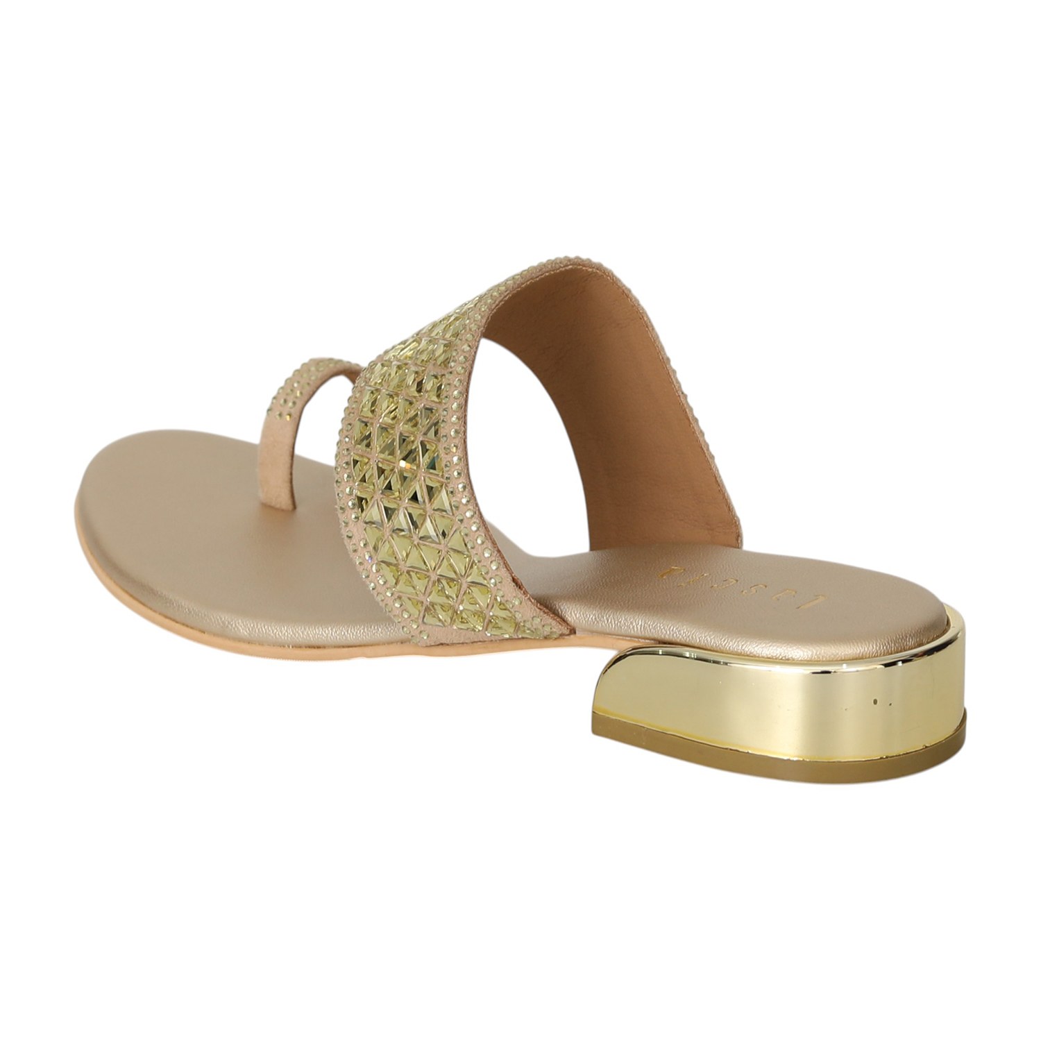 Women Golden Zari Toe-Ring Flats