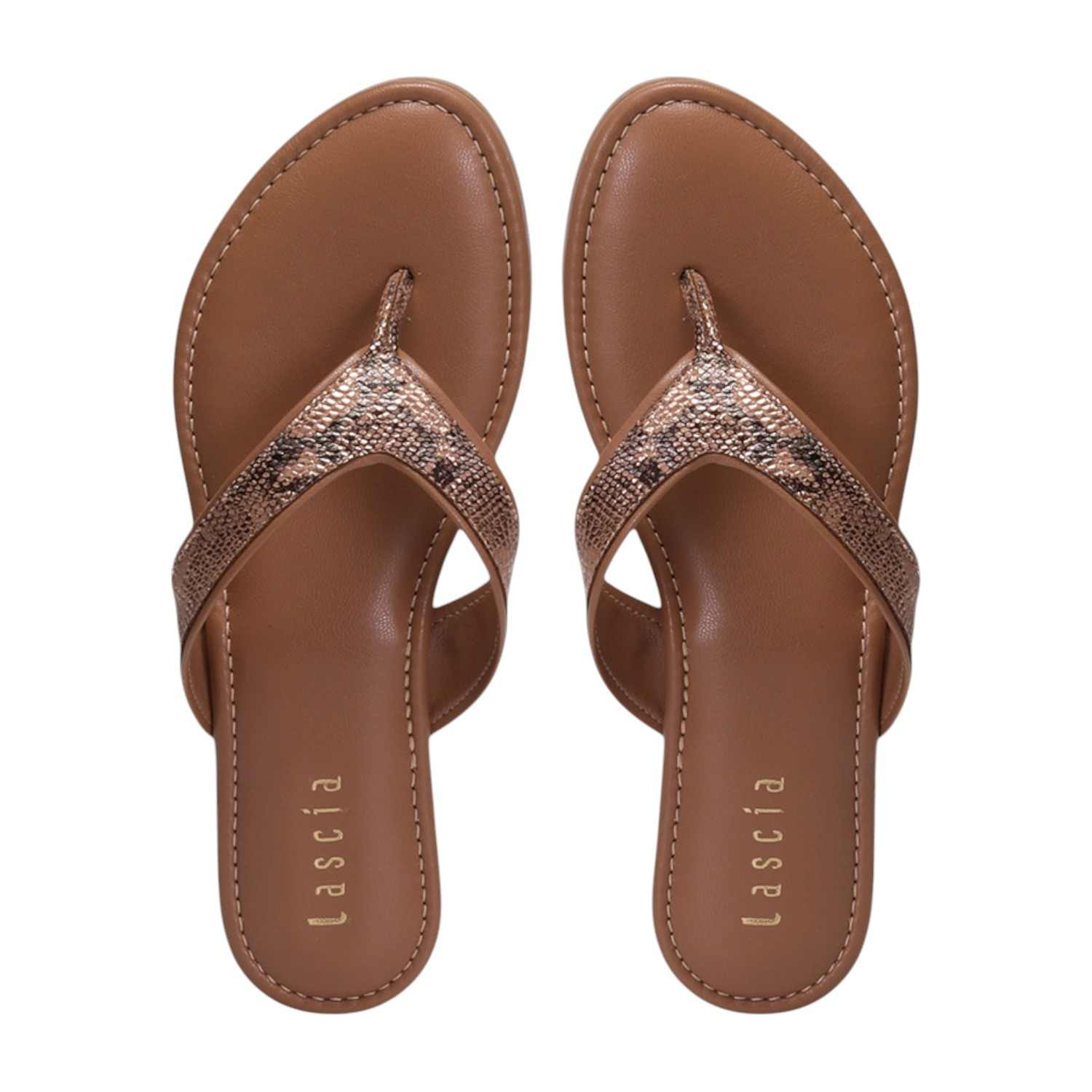 Women Tan Flat Thongs