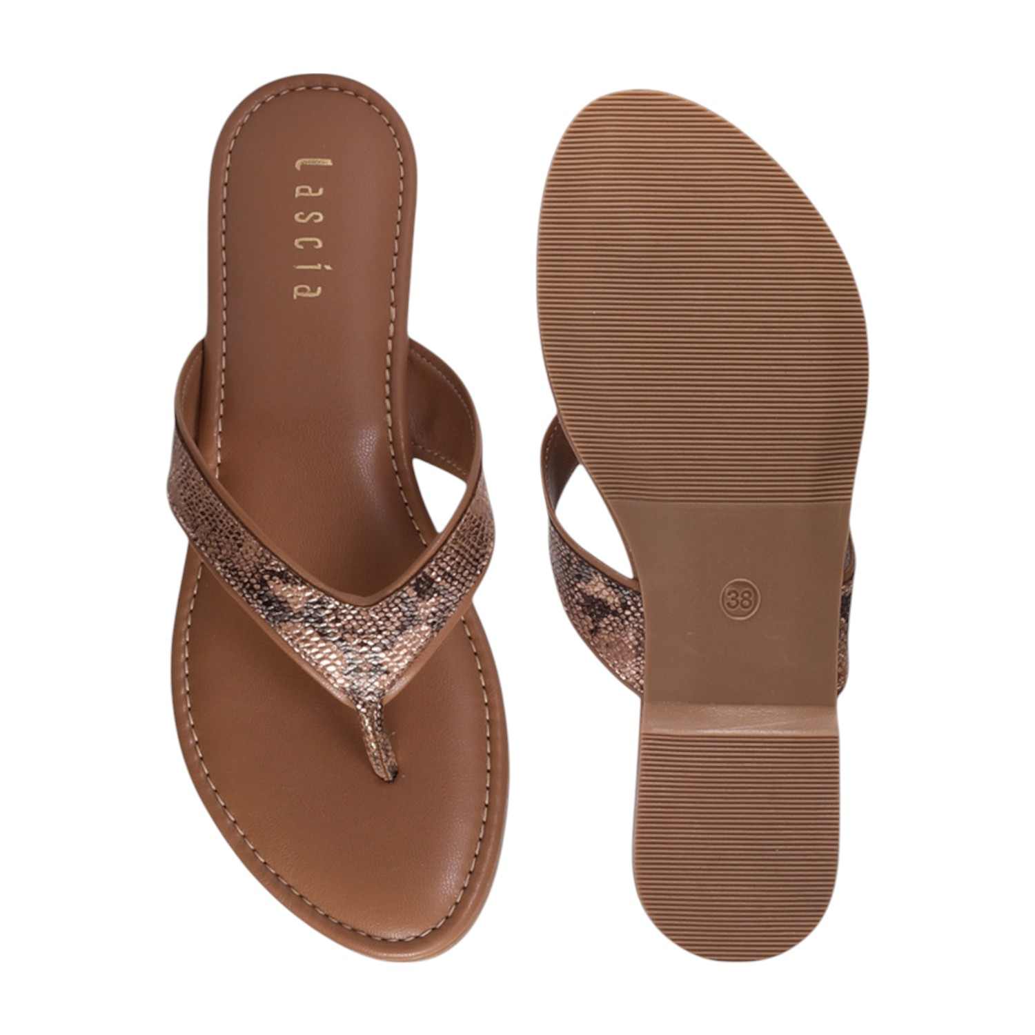 Women Tan Flat Thongs