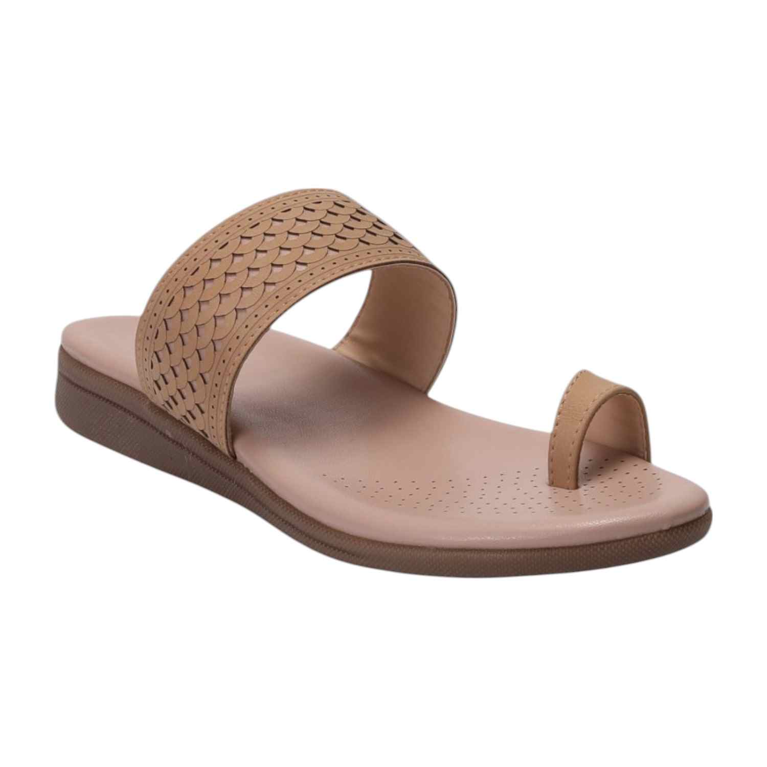 Women Beige One Toe Casual Flat