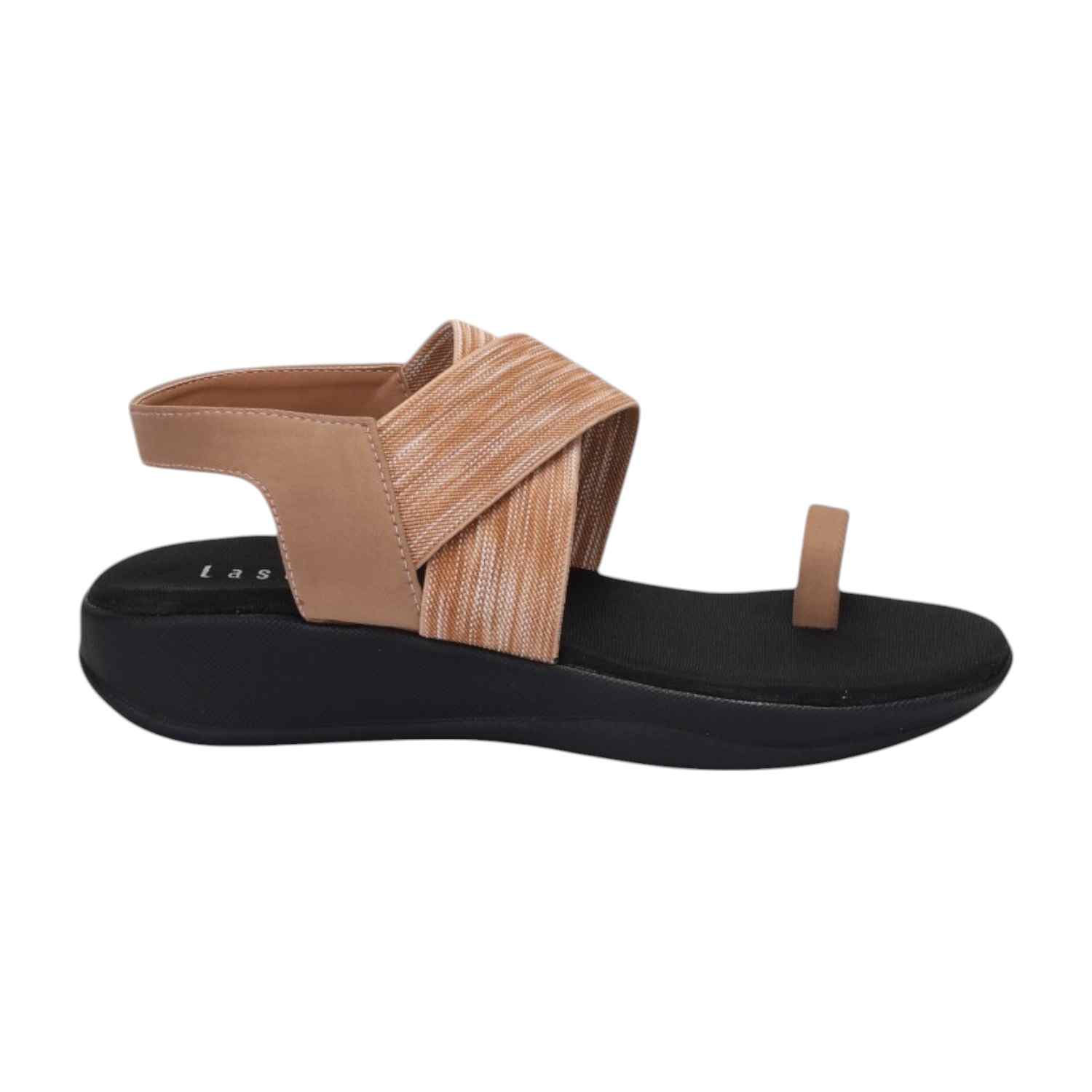 Women Beige Elastic Strap Flats