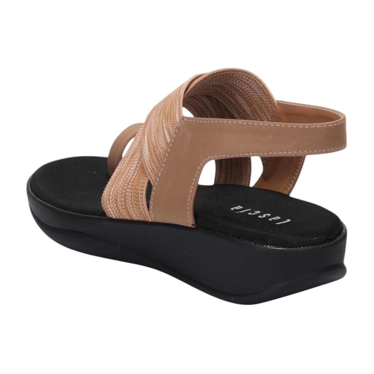 Women Beige Elastic Strap Flats