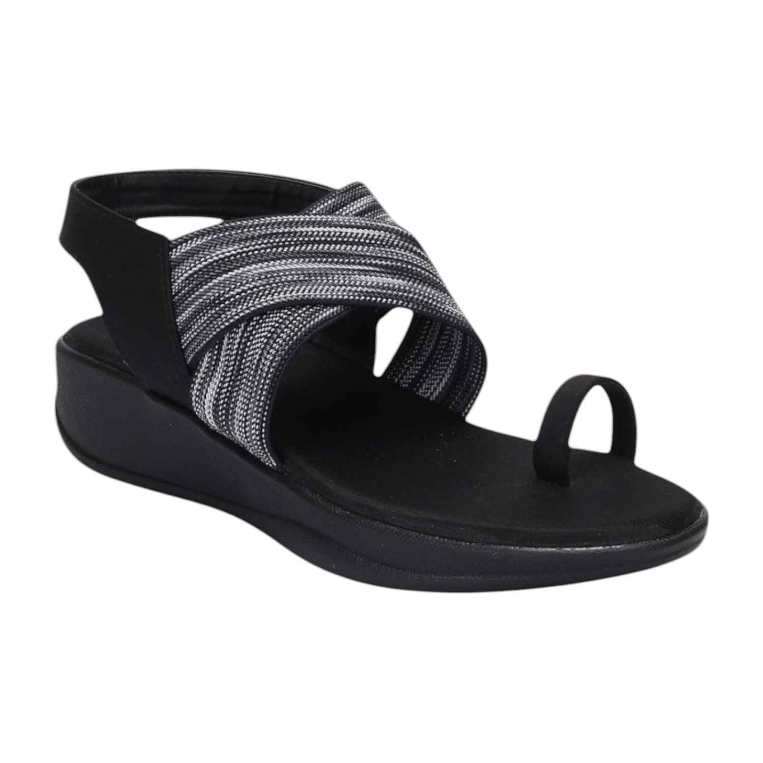 Women Black Casual Flat Sandals