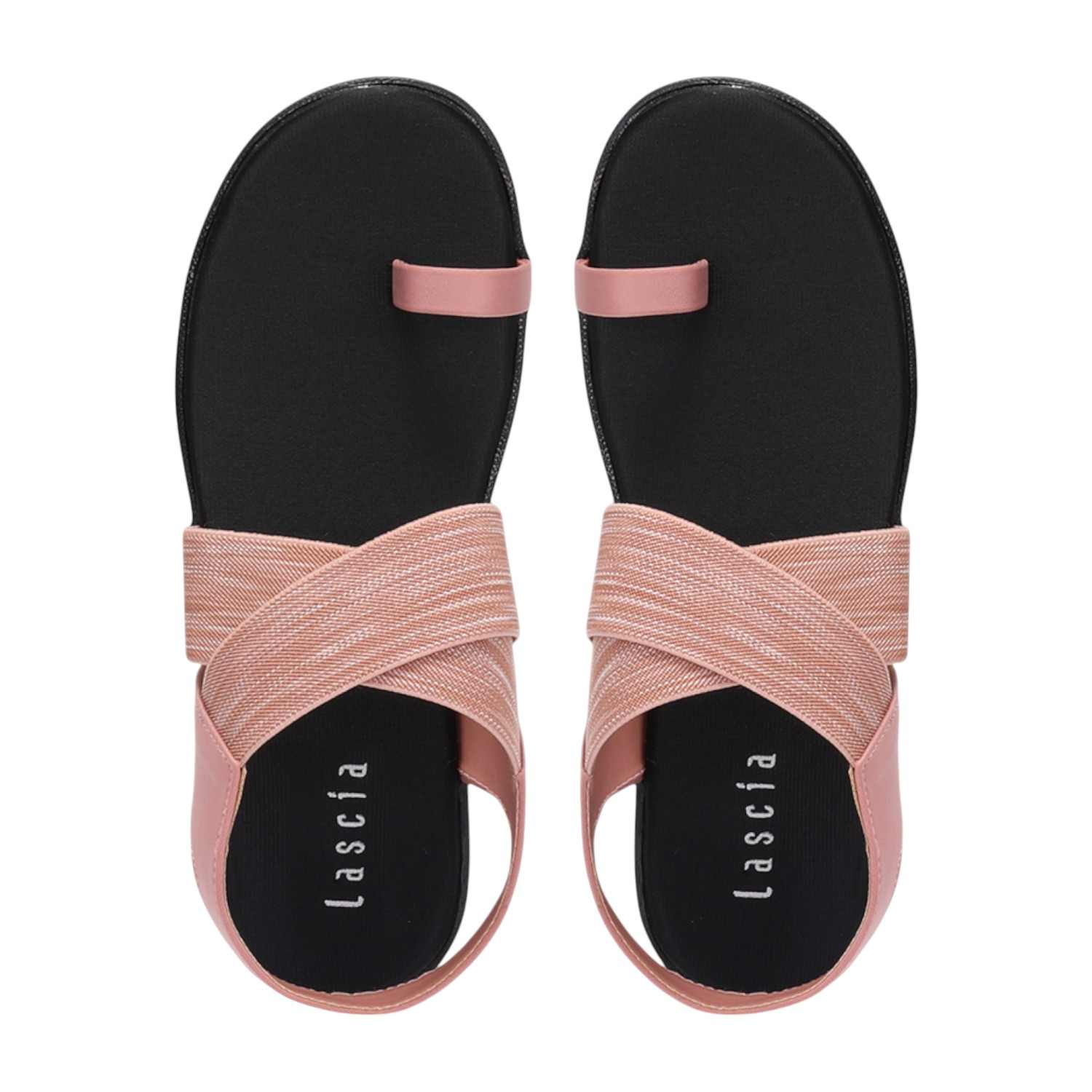 Women Peach Elastic Strap Flats