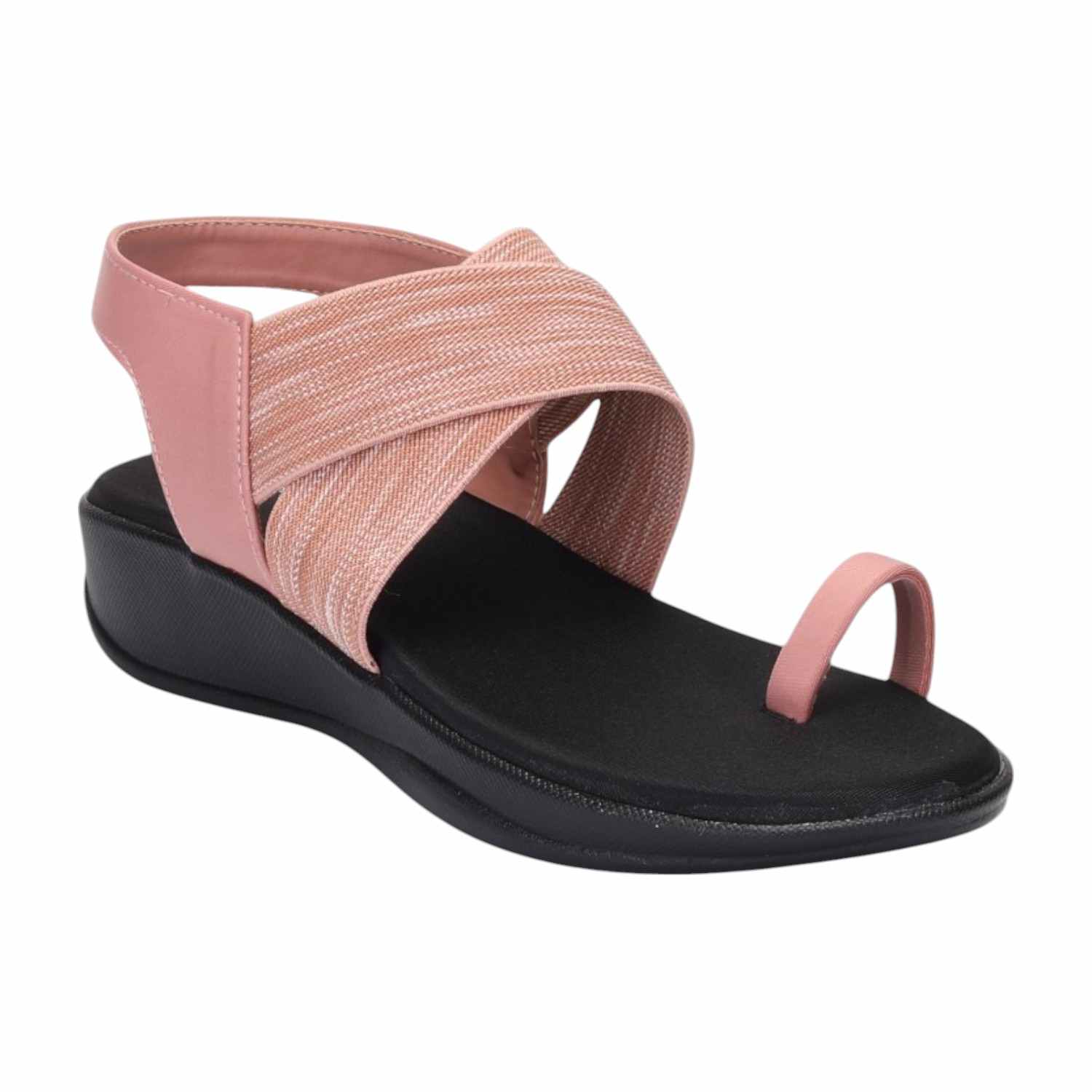 Women Peach Elastic Strap Flats