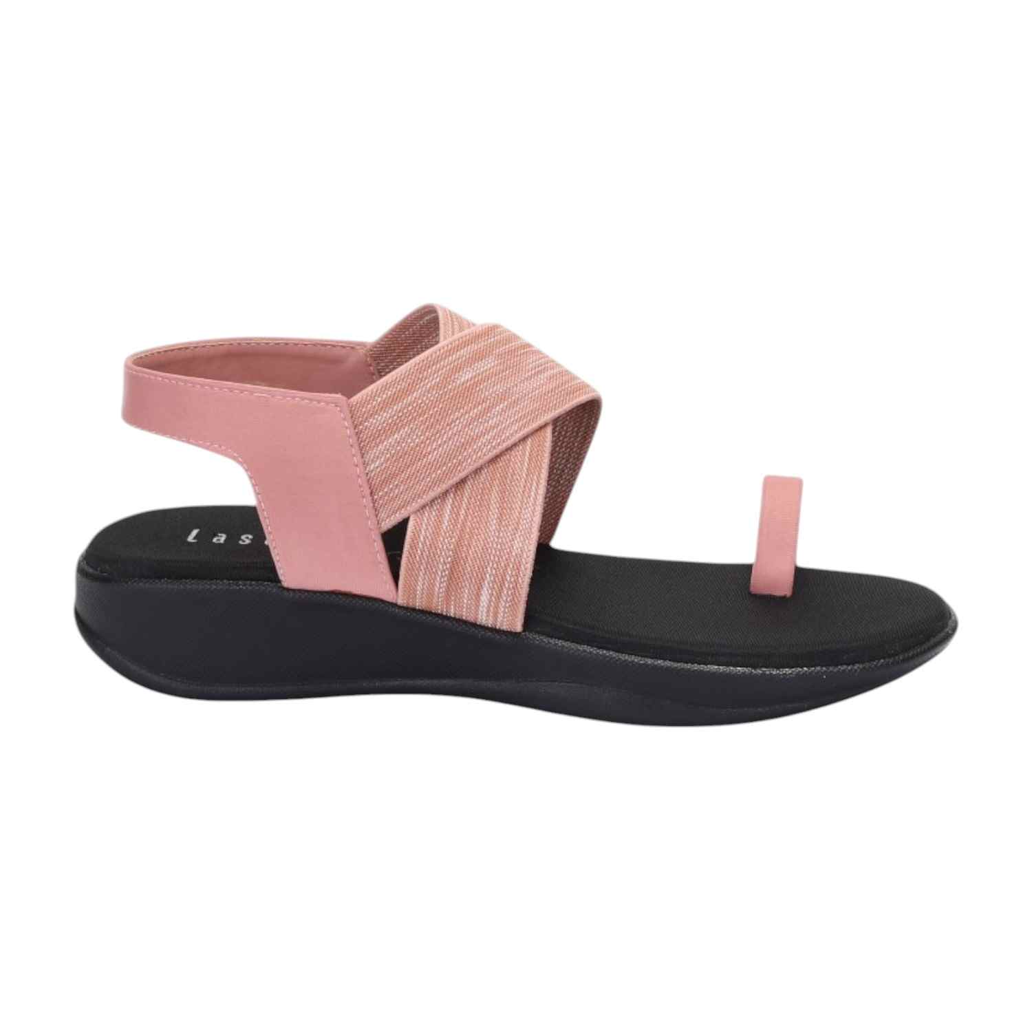 Women Peach Elastic Strap Flats