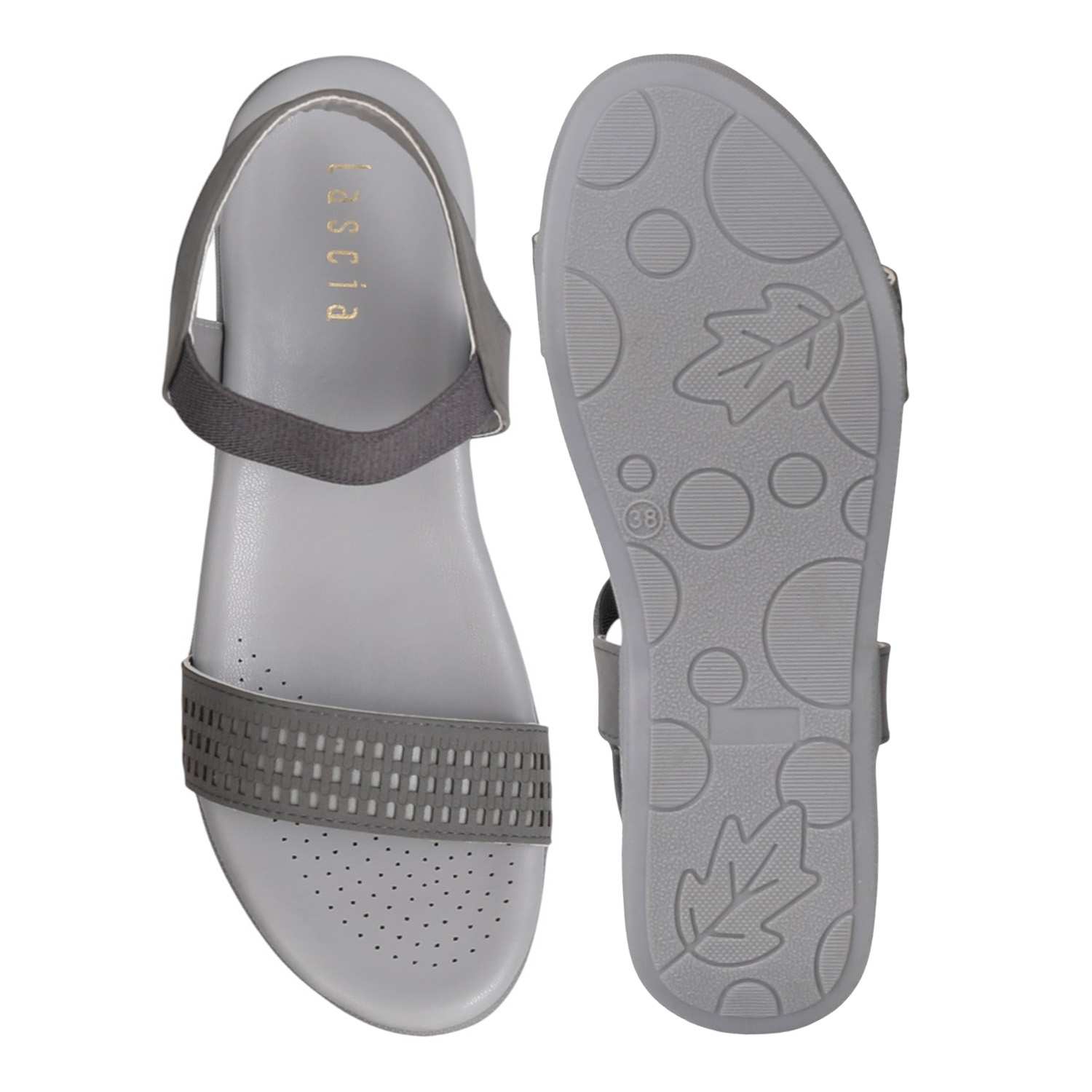 Women Sporty Grey Comfort Wedge Sandals