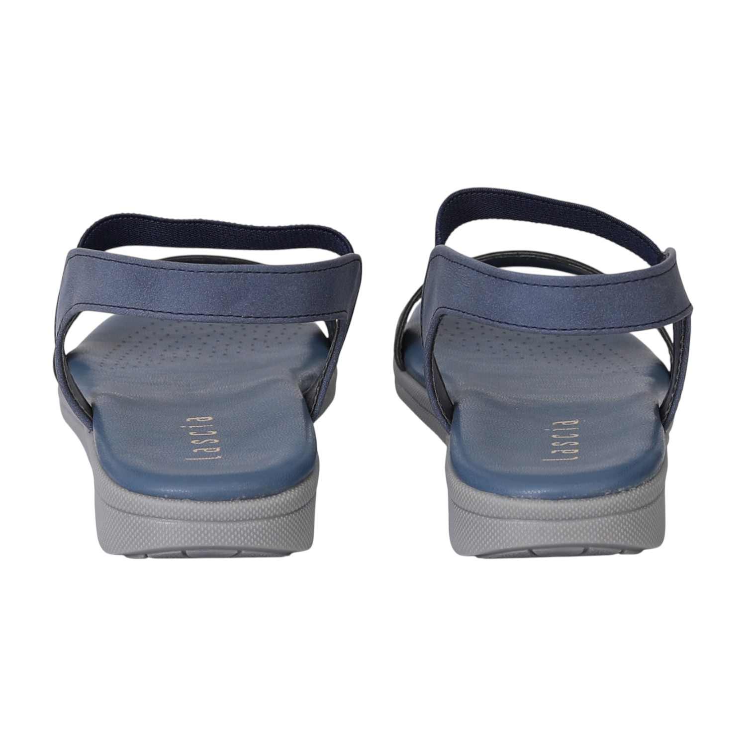 Women Navy Sporty Comfort Wedge Sandals