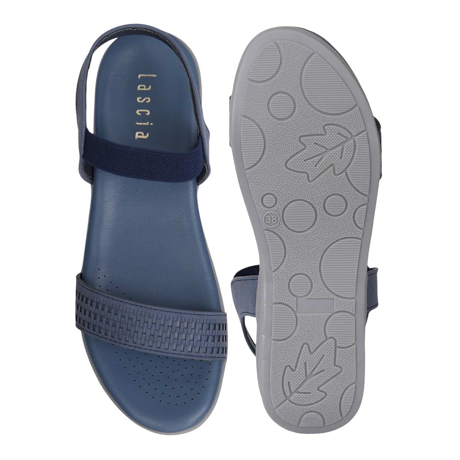 Women Navy Sporty Comfort Wedge Sandals