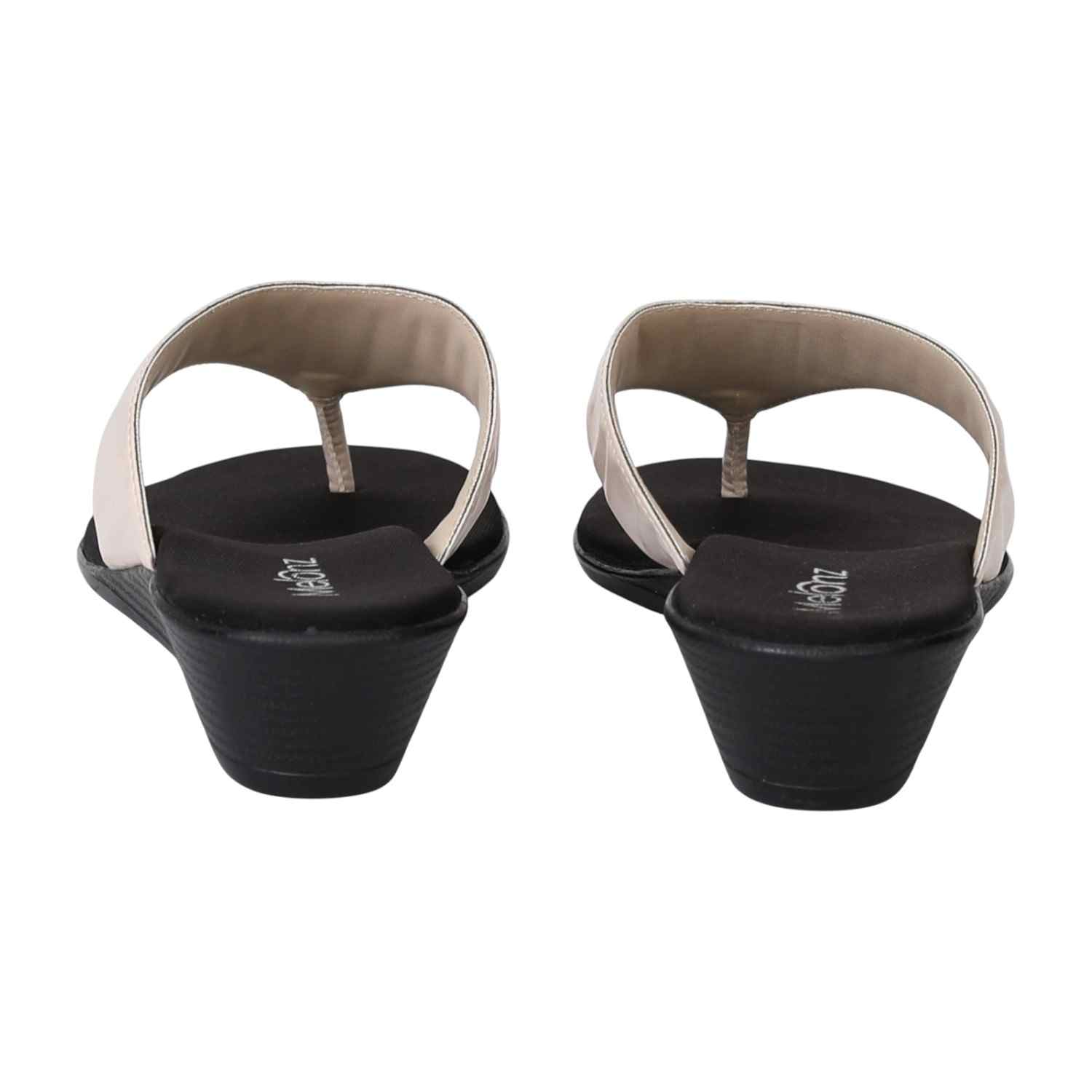 Women Off-White Wedge Thong Sandals