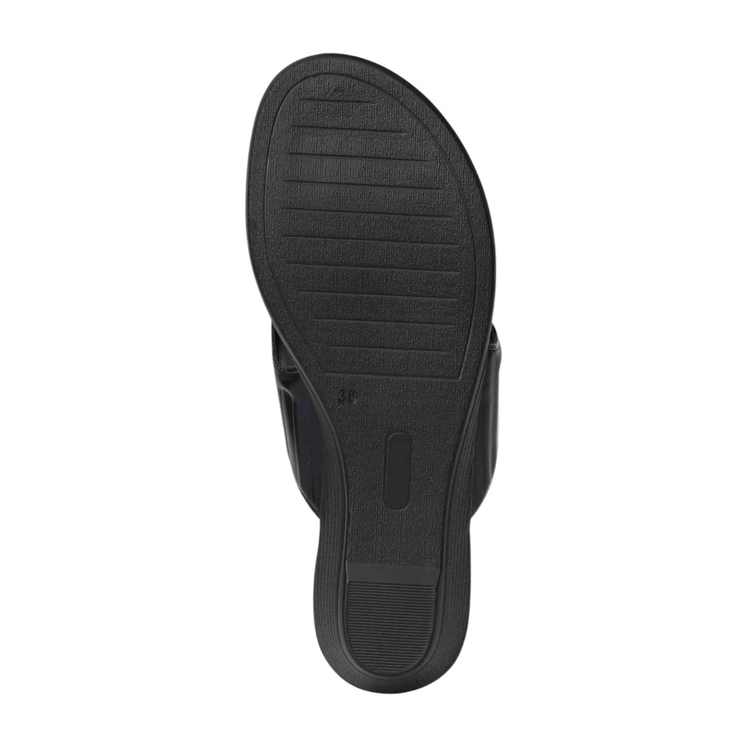Women Black Wedge Thong Sandals