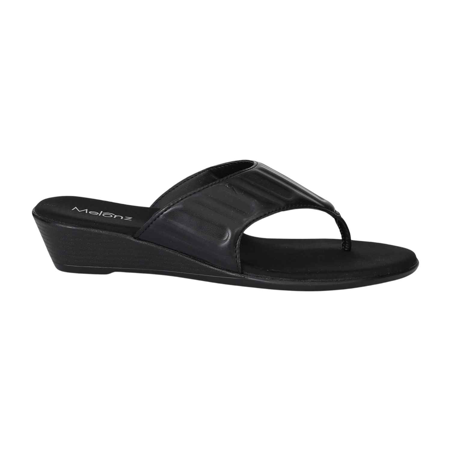 Women Black Wedge Thong Sandals