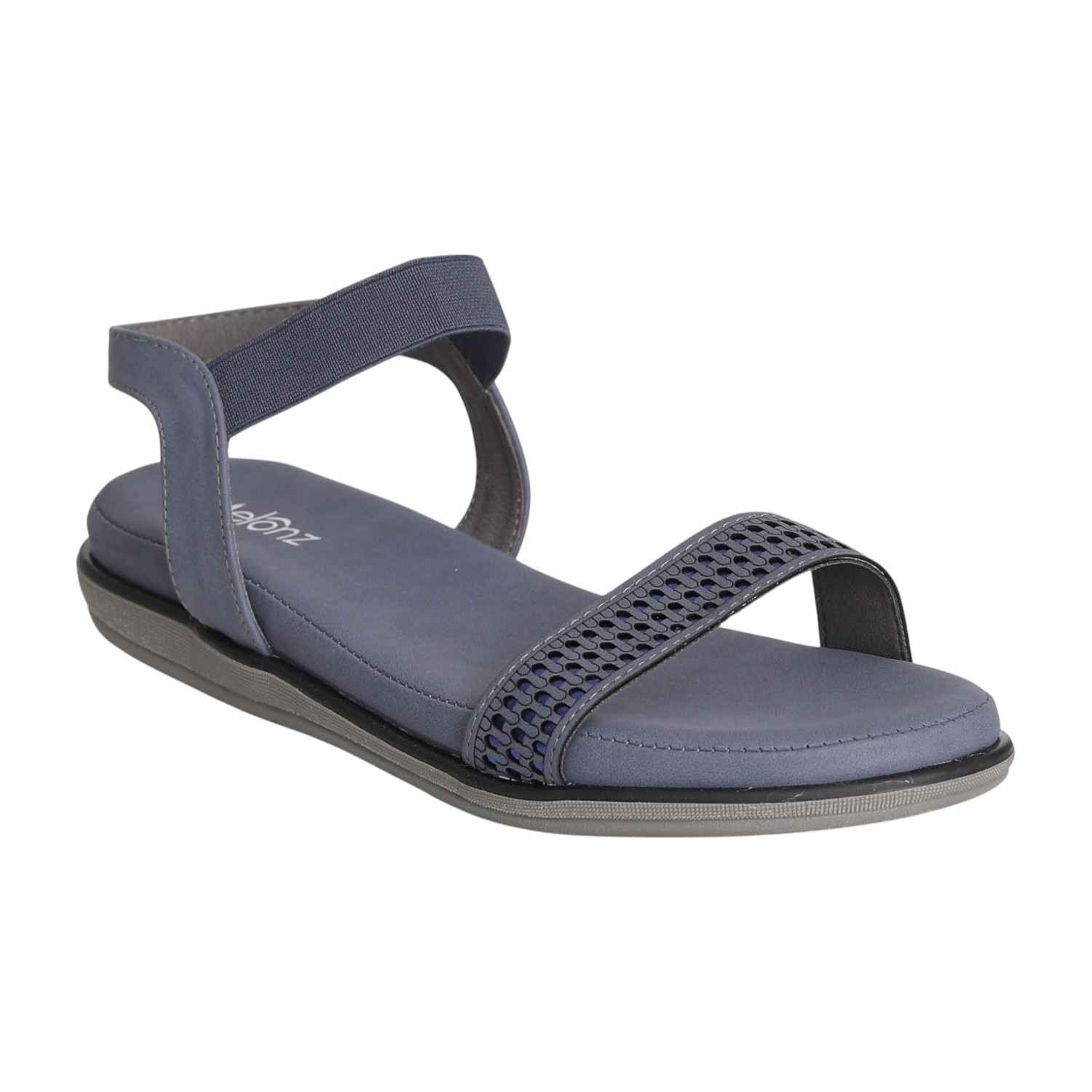 Women Blue Grey Metallic Perforated Sandals