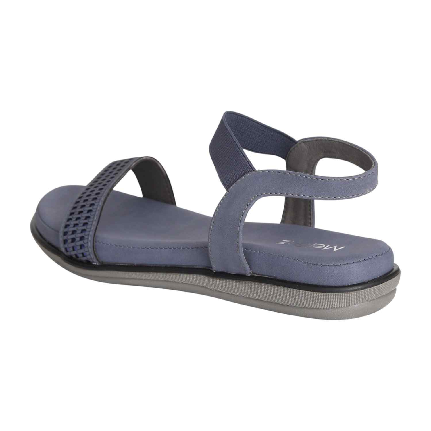 Women Blue Grey Metallic Perforated Sandals