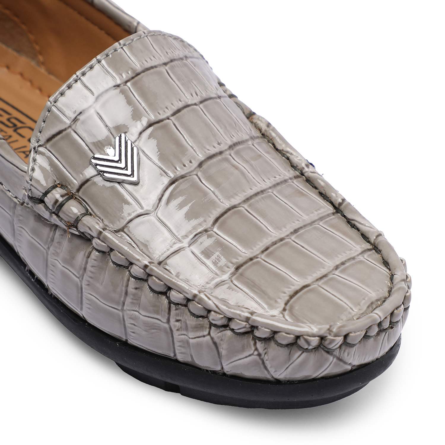 Beige Patterned Slip-Ons For Boys