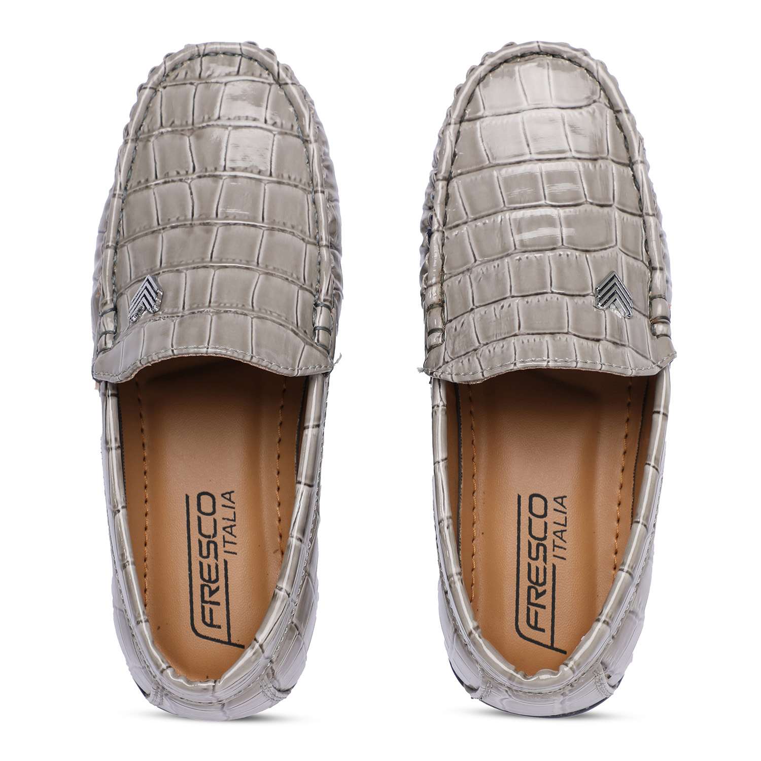 Beige Patterned Slip-Ons For Boys