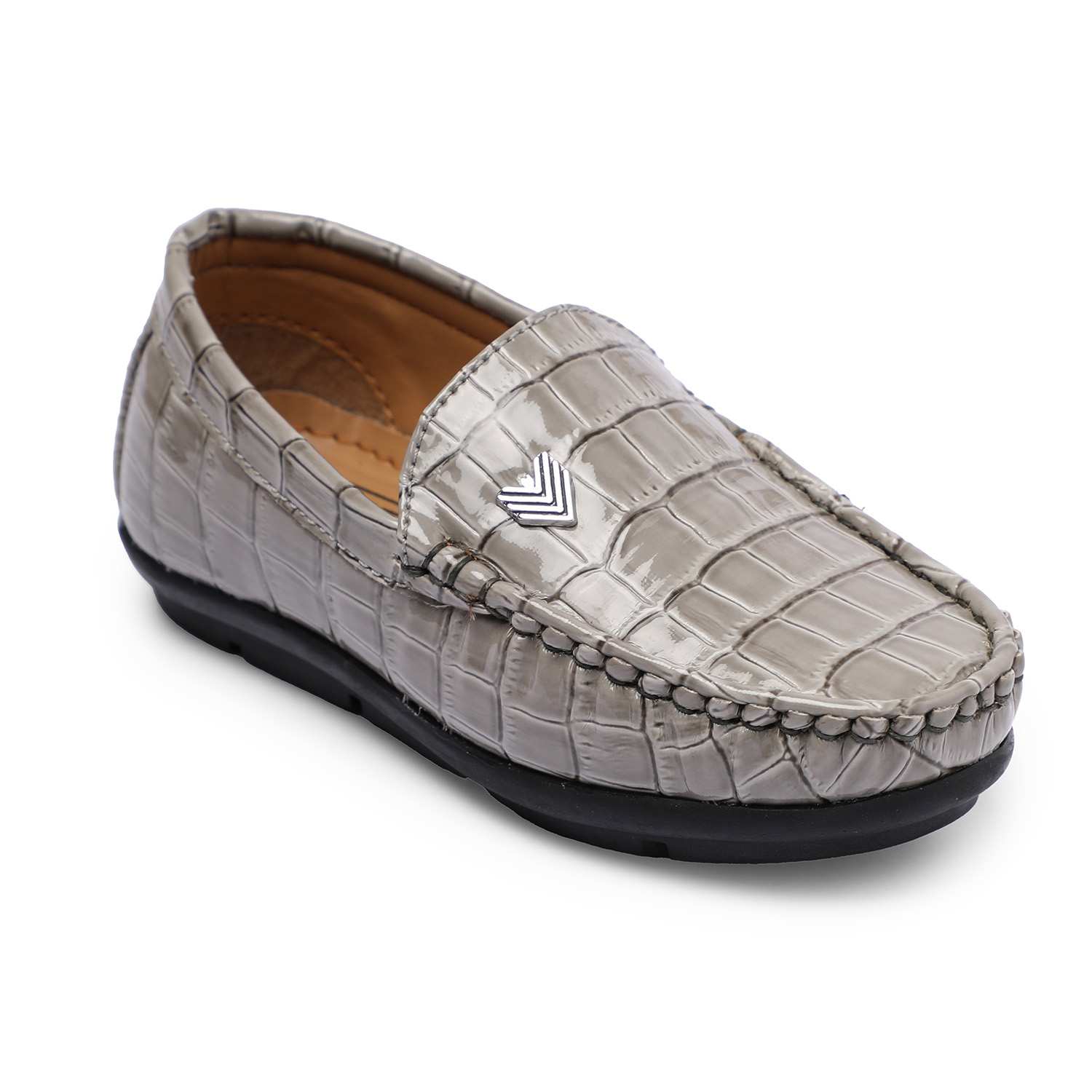 Beige Patterned Slip-Ons For Boys